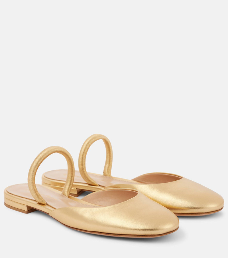Metallic leather ballet flats - 1