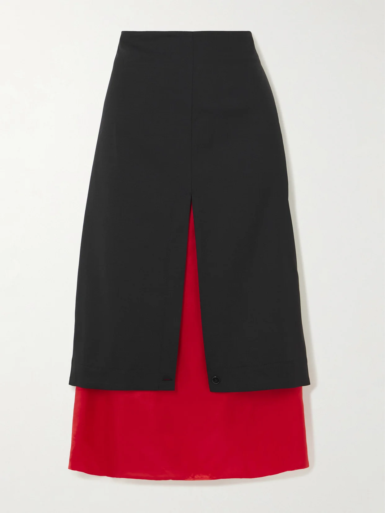 Layered Wool And Chiffon Midi Skirt - 1