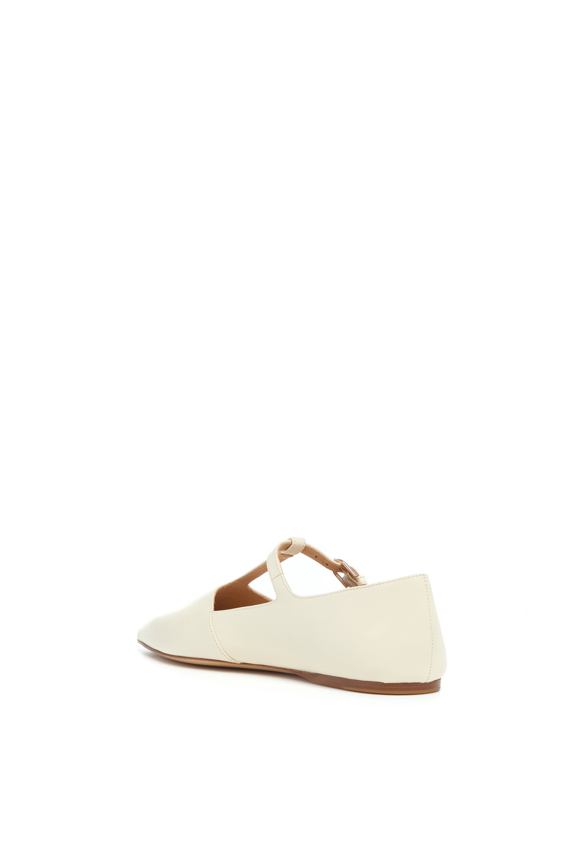 Lola Ballerina Flat Shoe in Cream Nappa Leather - 3