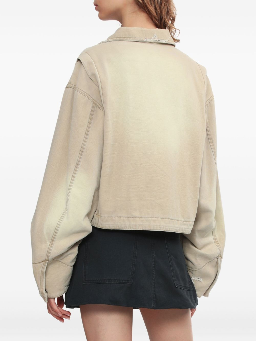 frayed plaid-panel jacket - 4