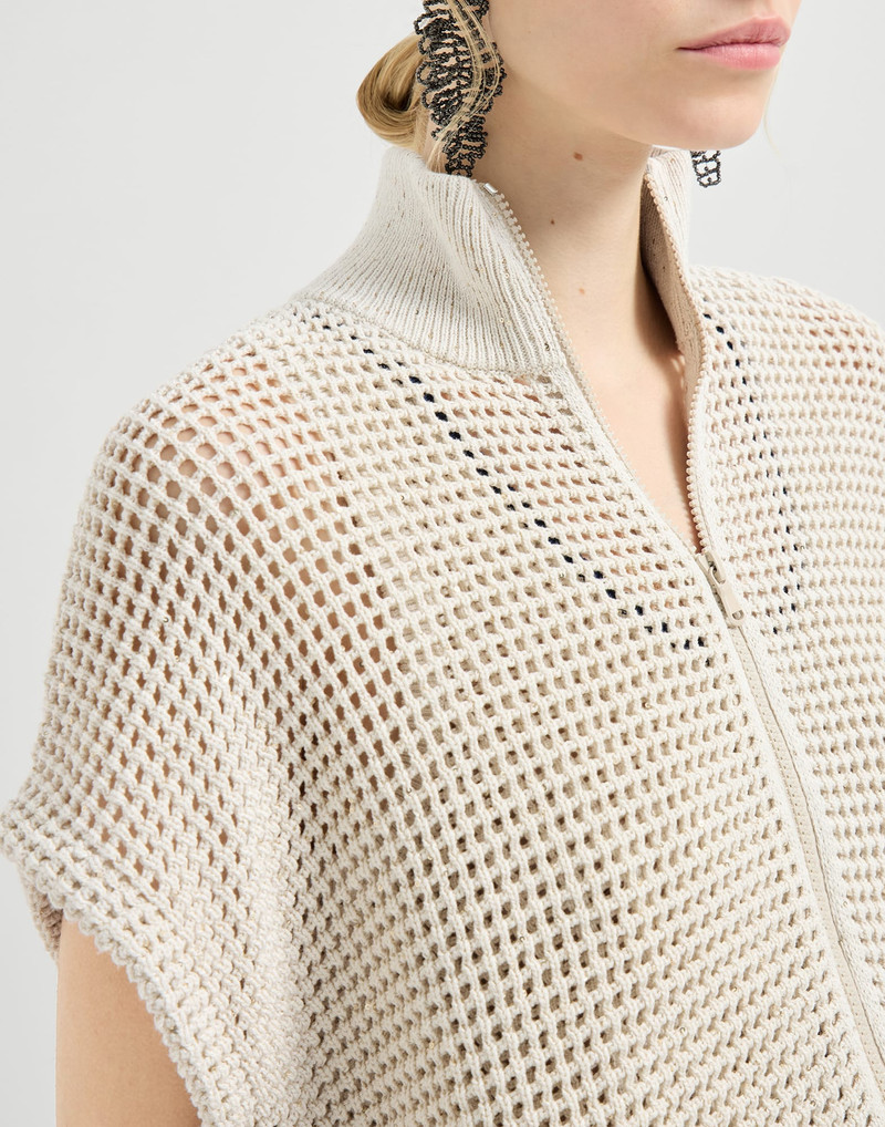 Cotton net cardigan with dazzling details 4