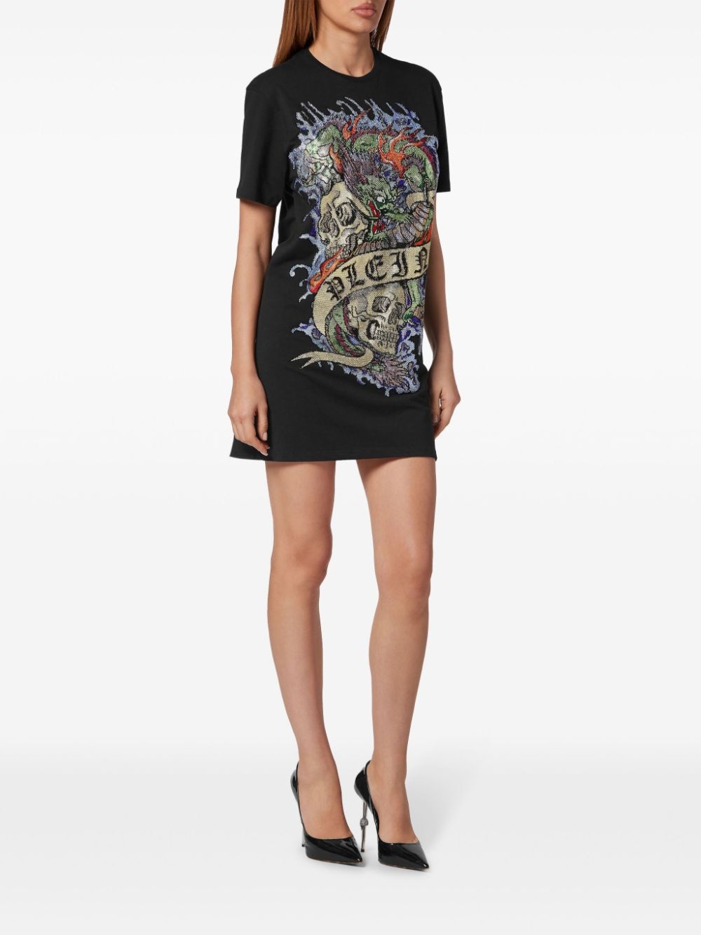 Tattoo crystal T-shirt dress - 2