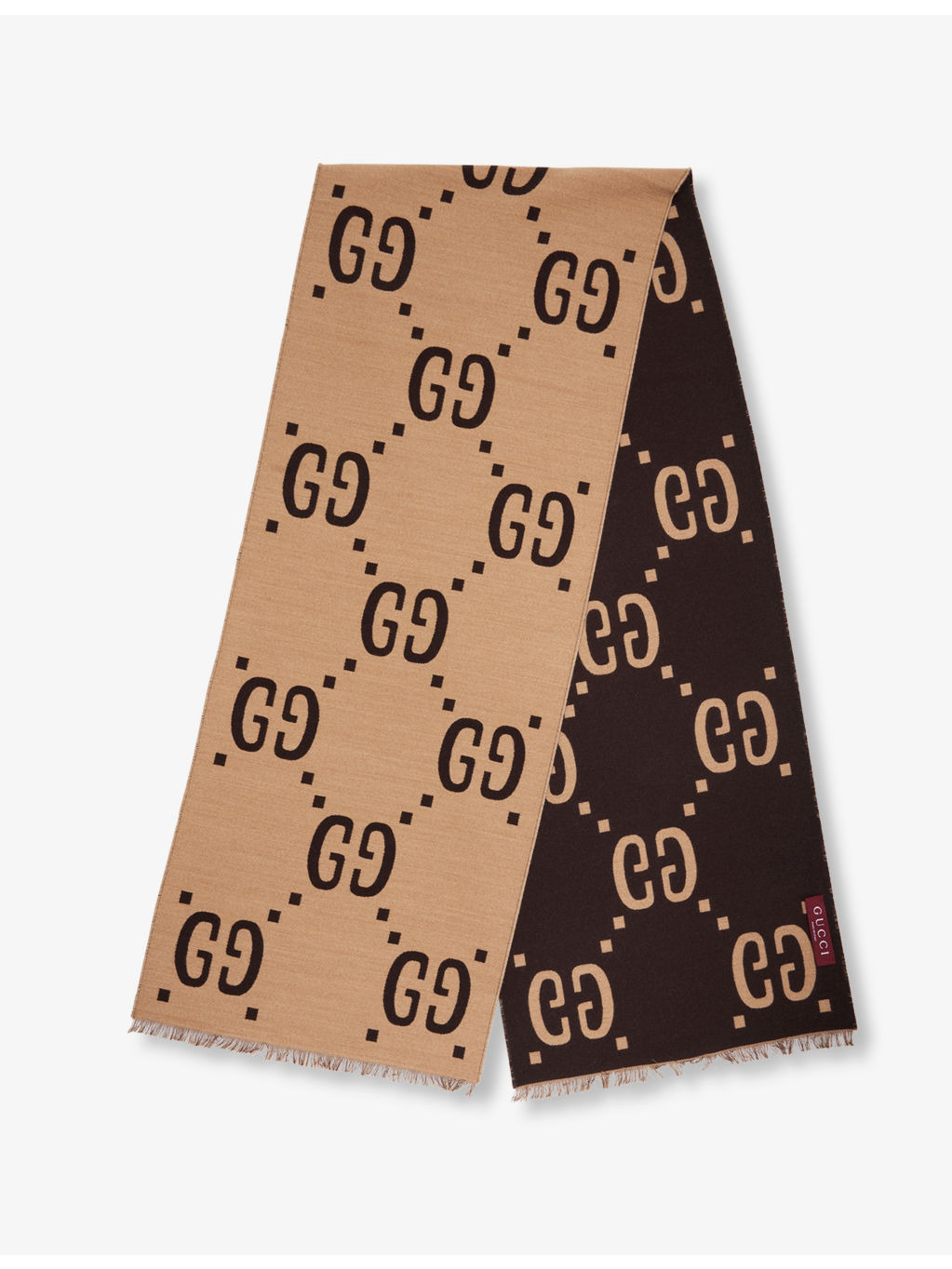 Oversized GG motif-Print Silk-Wool Blend Scarf - 1