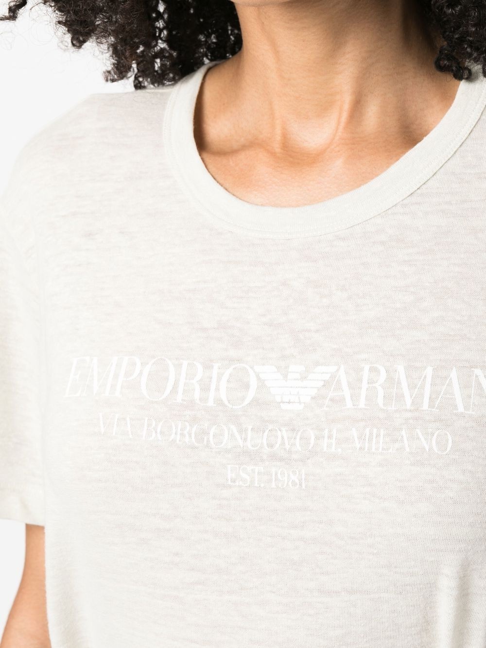 logo-print linen-blend T-shirt - 5