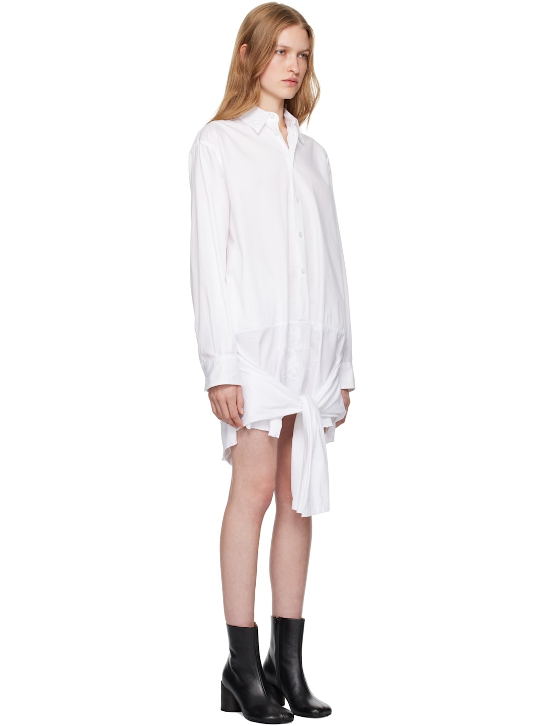 White Cotton Poplin Shirt Minidress - 2