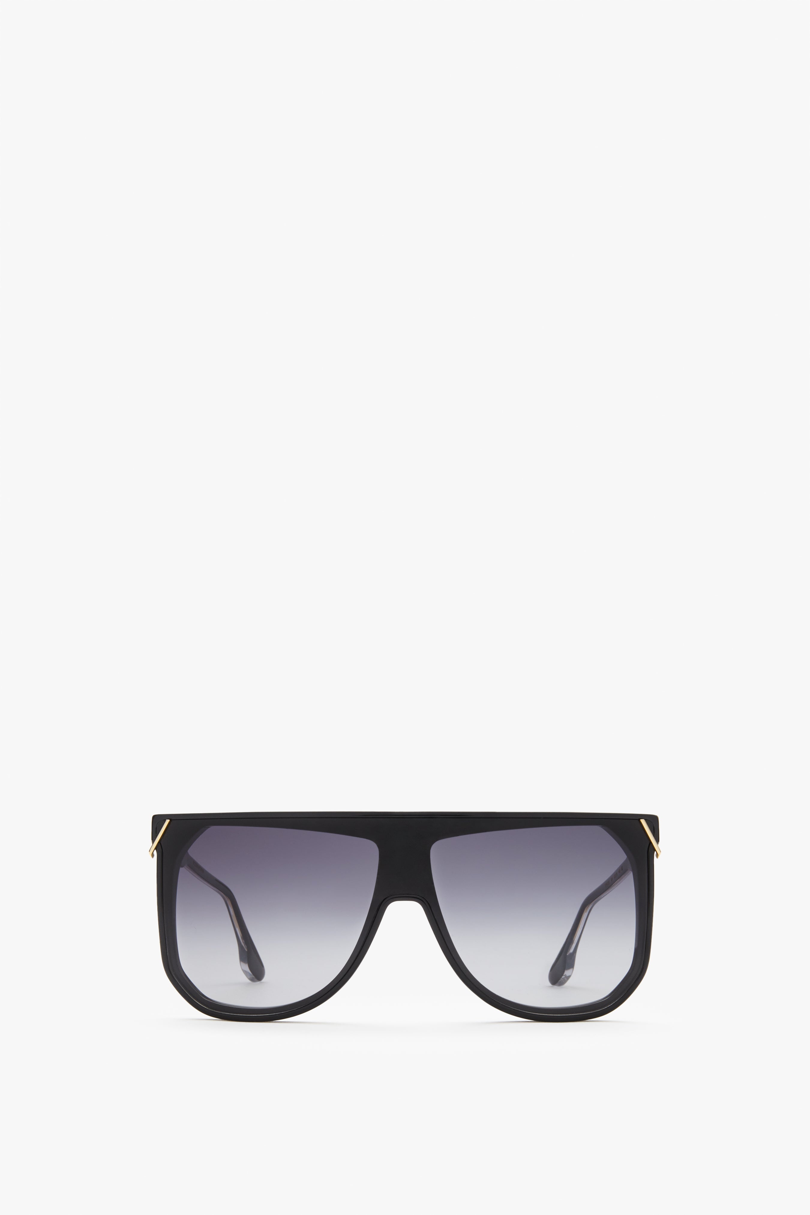 Classic Flat Top V Sunglasses in Black - 1