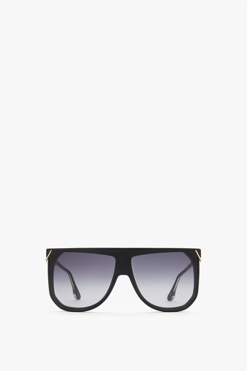Classic Flat Top V Sunglasses in Black 1