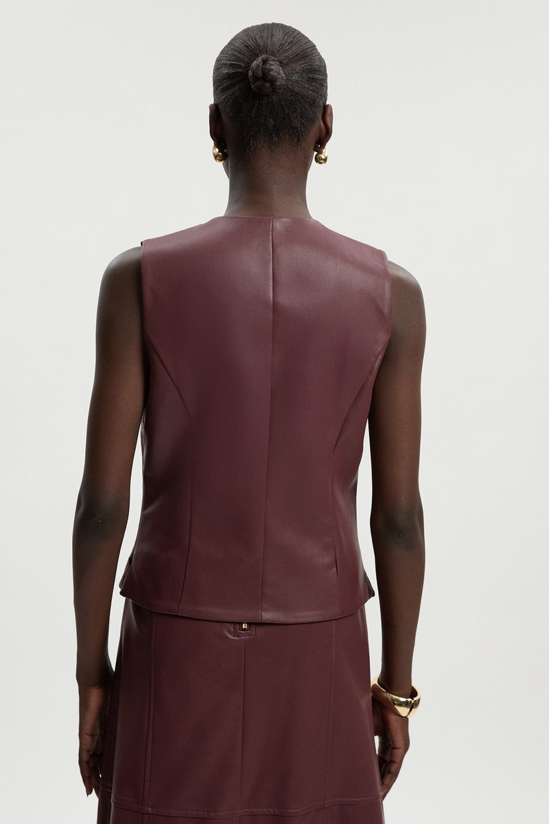 Faux Leather Button Tailored Top 5