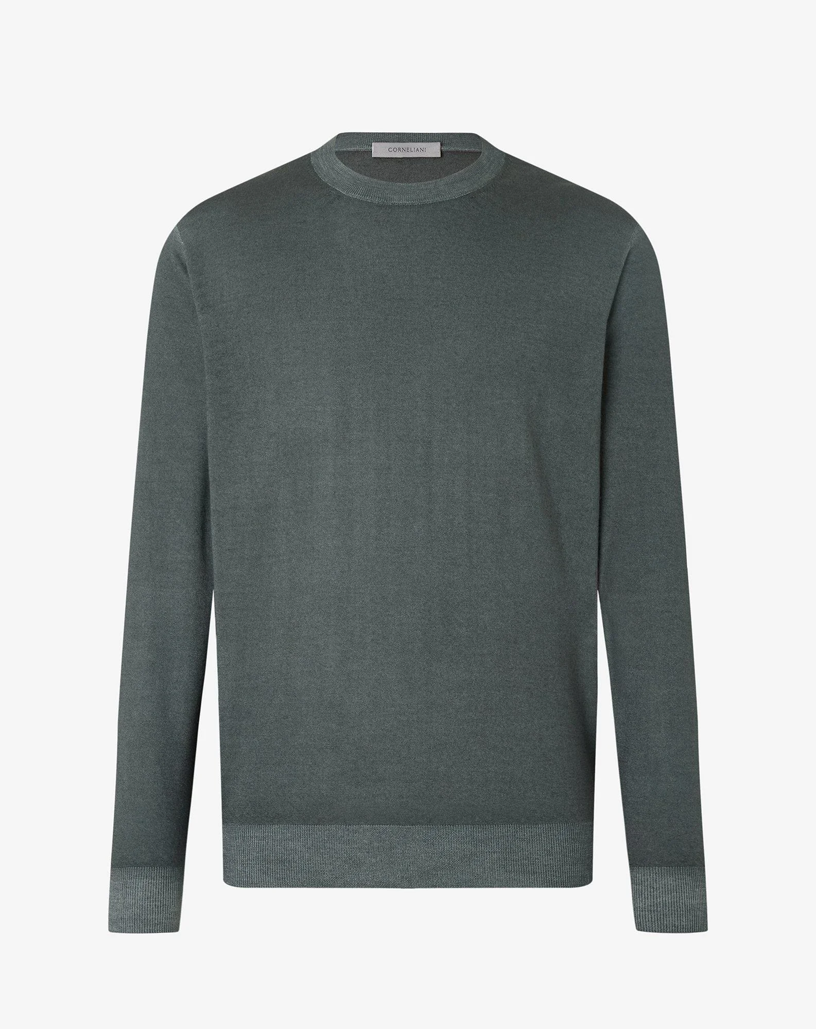 Dark green crew-neck pure wool knitwear - 1