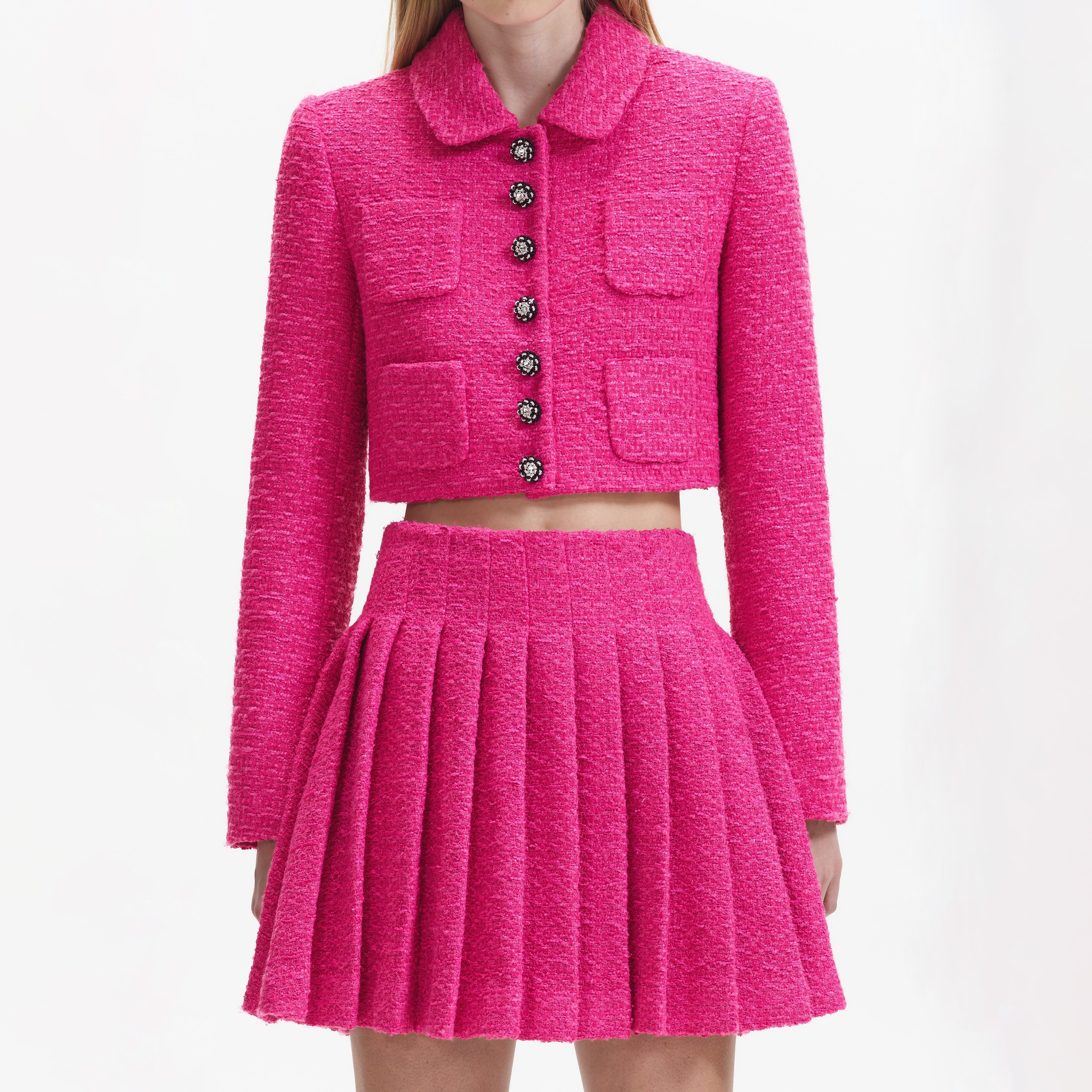 Fuchsia Boucle Jacket - 4