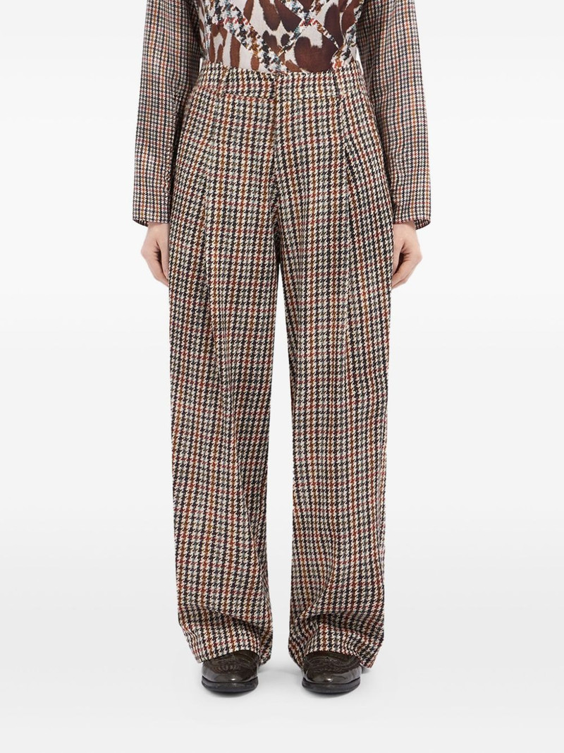 houndstooth-pattern pleated-front trousers 1