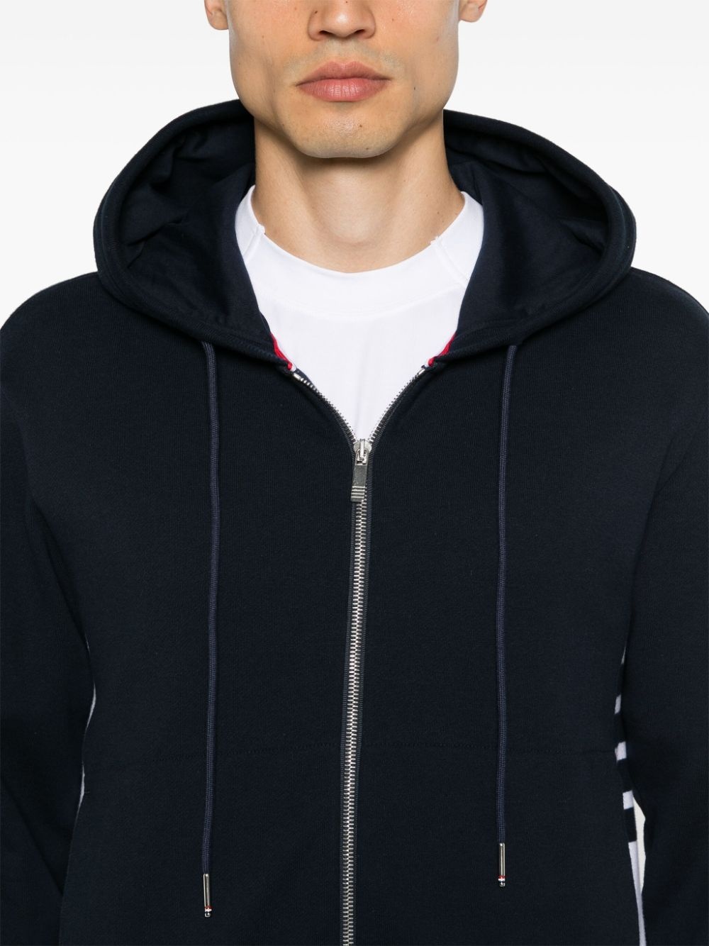 panelled zip-up cotton hoodie - 5