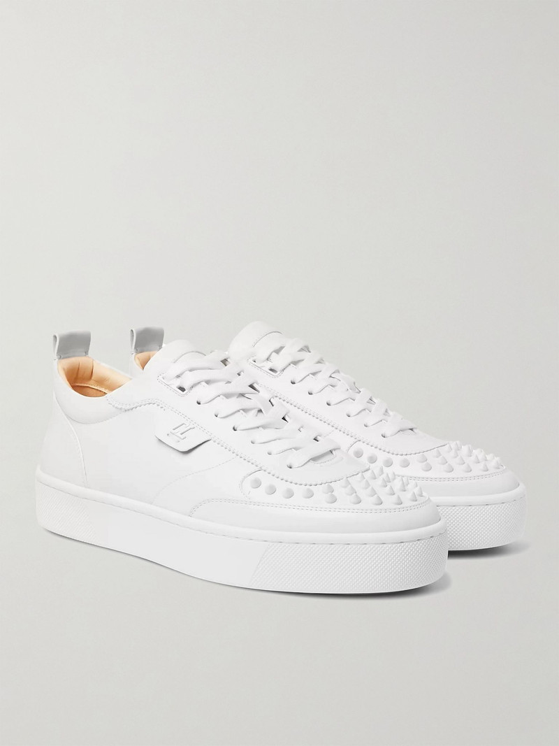 Christian Louboutin Happyrui Spiked Leather Sneakers White outlook
