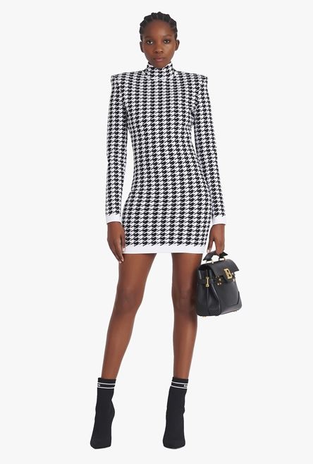 Short white and black houndstooth print dress - 2