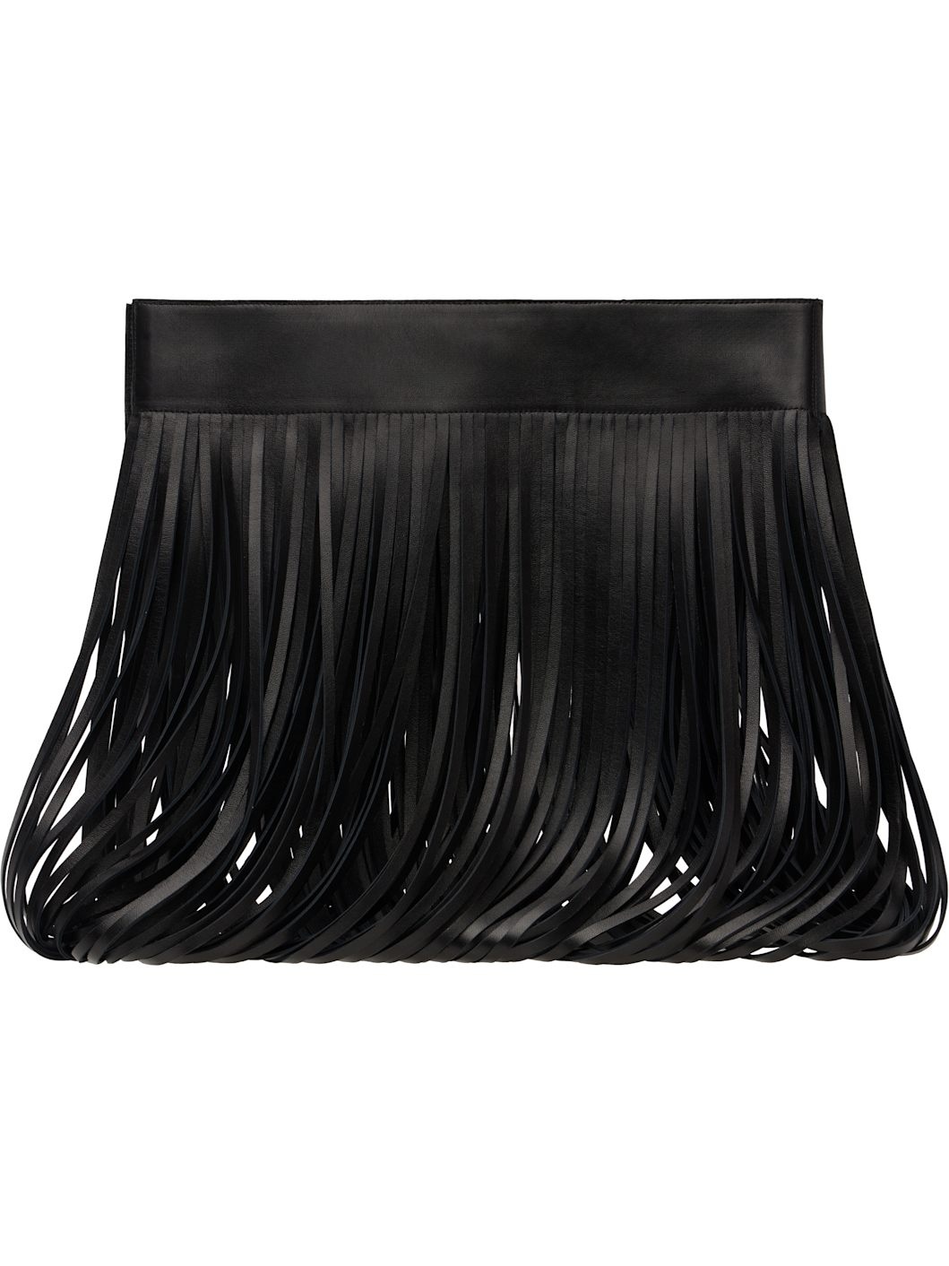 Black Fringed Leather Waist Belt - 2