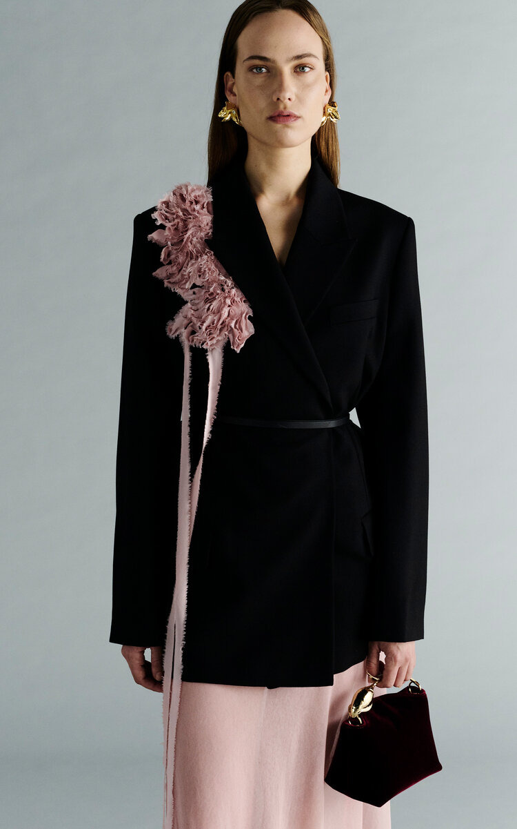Embellished Belted Wool Blazer black - 5