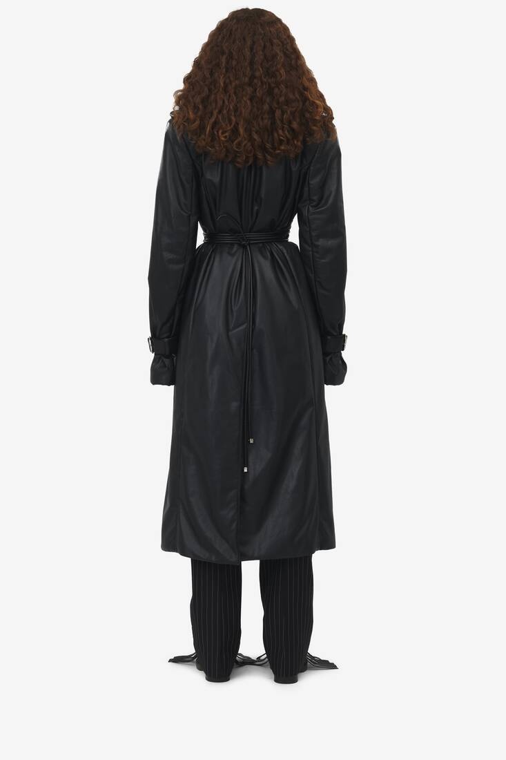 Leather Double-breasted Trench Coat - 4