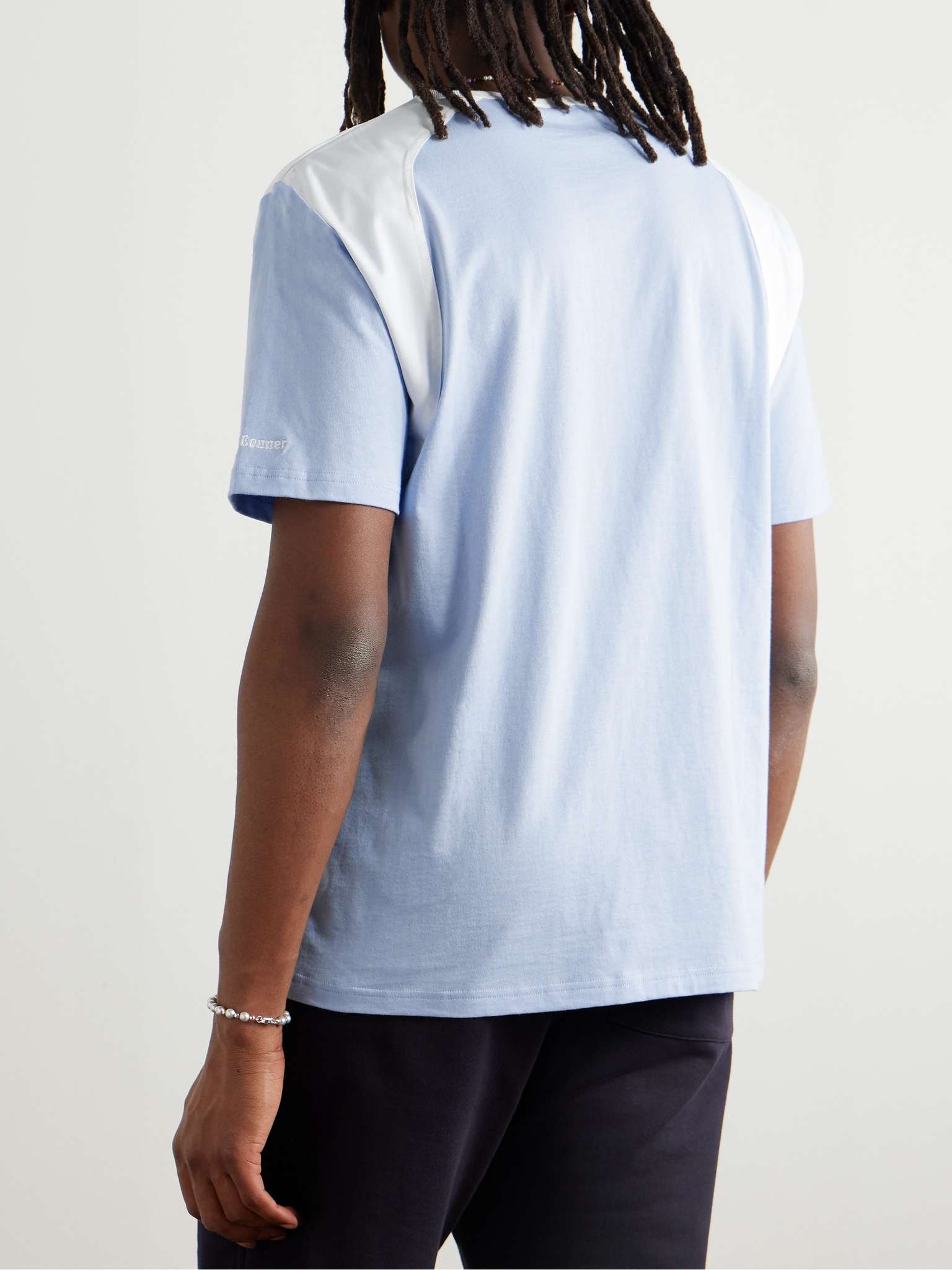 Logo-Embroidered Stretch Poplin-Panelled Organic Cotton-Jersey T-Shirt - 3