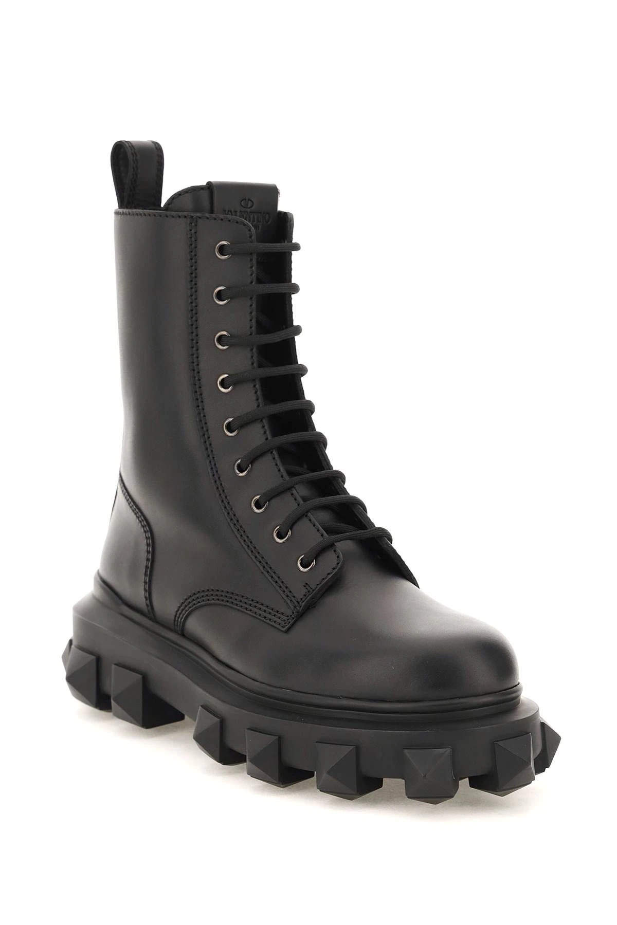 LEATHER TRACKSTUD COMBAT BOOTS - 4