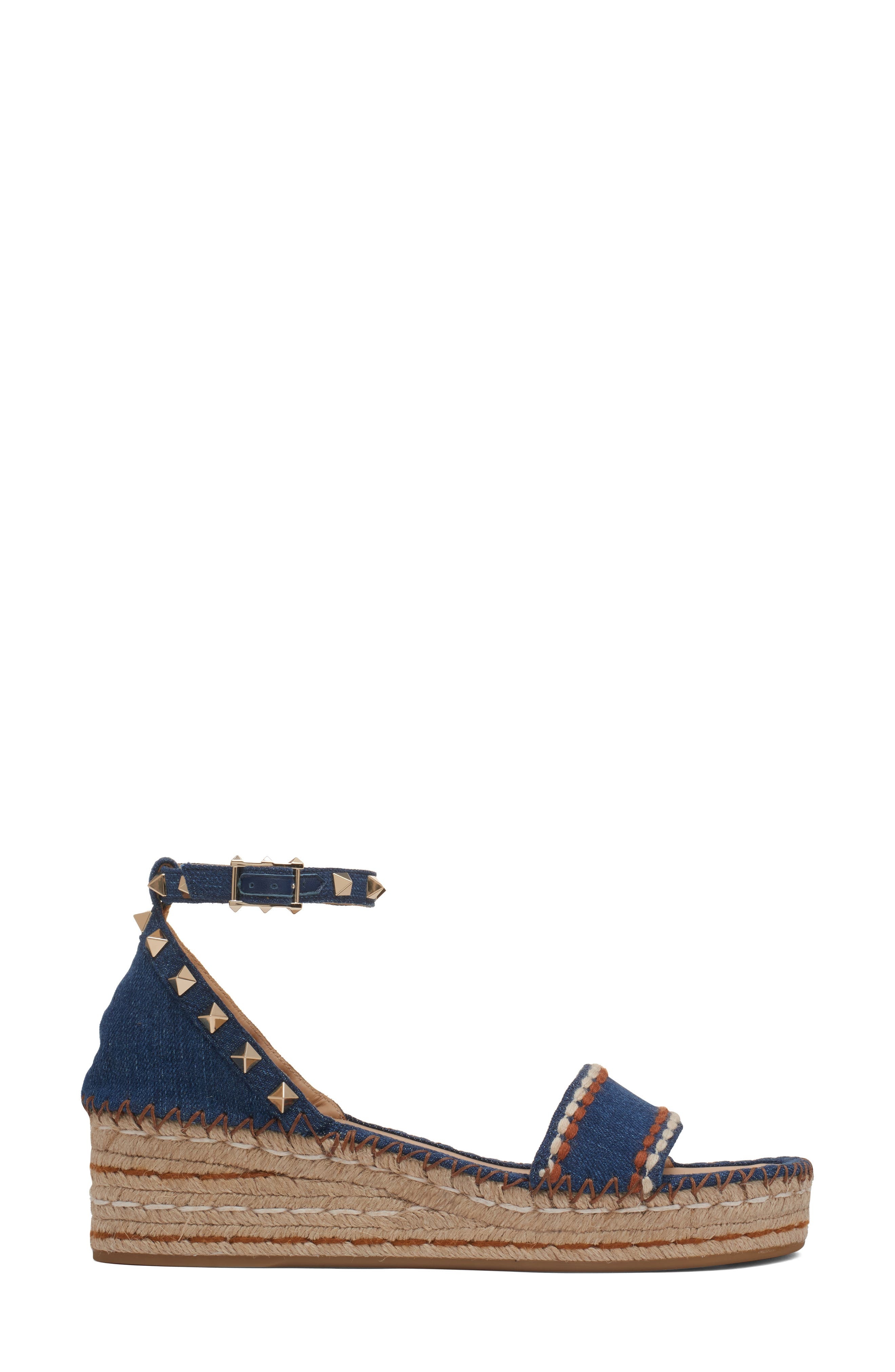 Valentino Garavani Rockstud Espadrille Wedge Sandal in Bright Blue at Nordstrom - 3