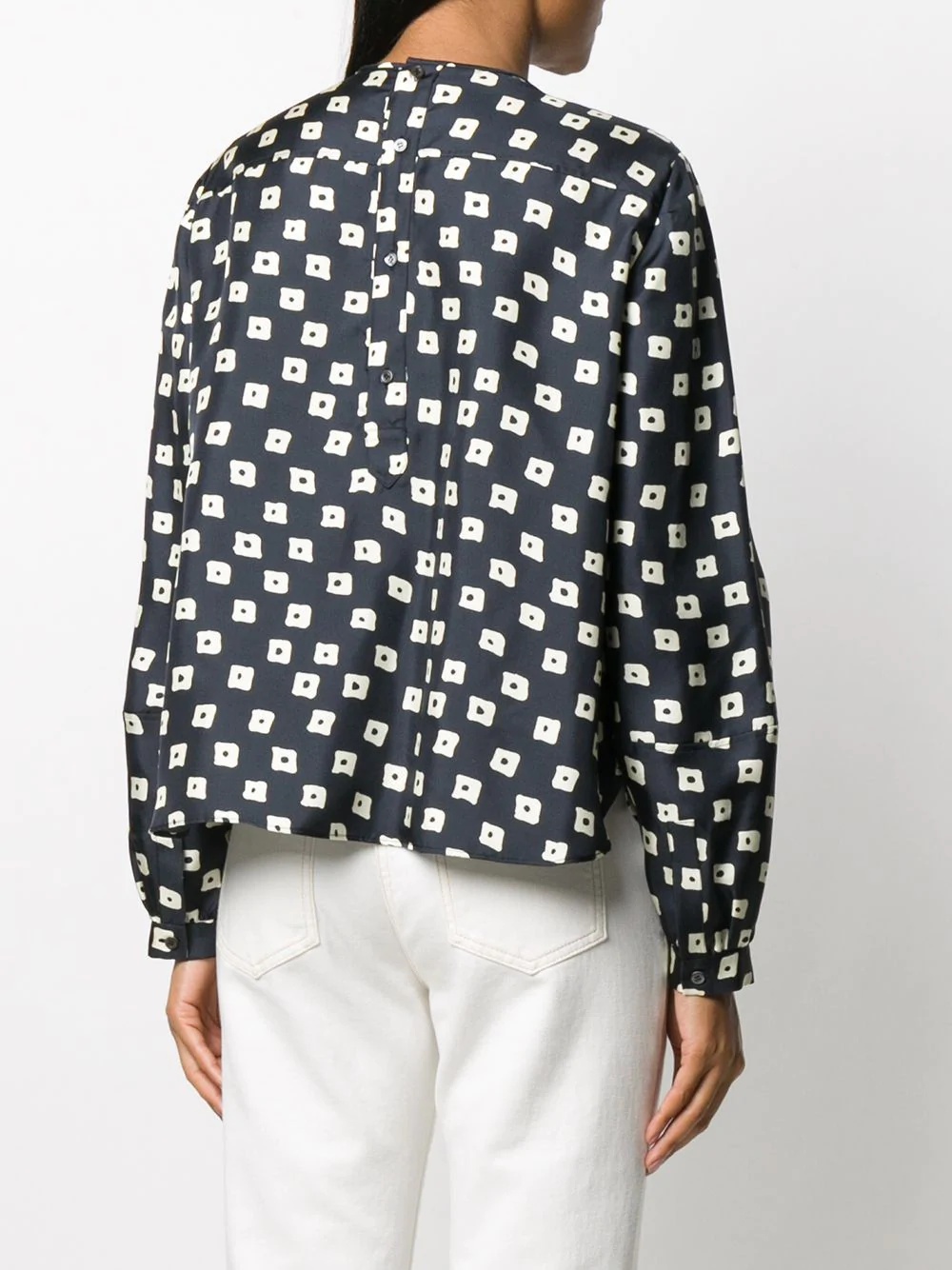 geometric print pocket blouse - 4