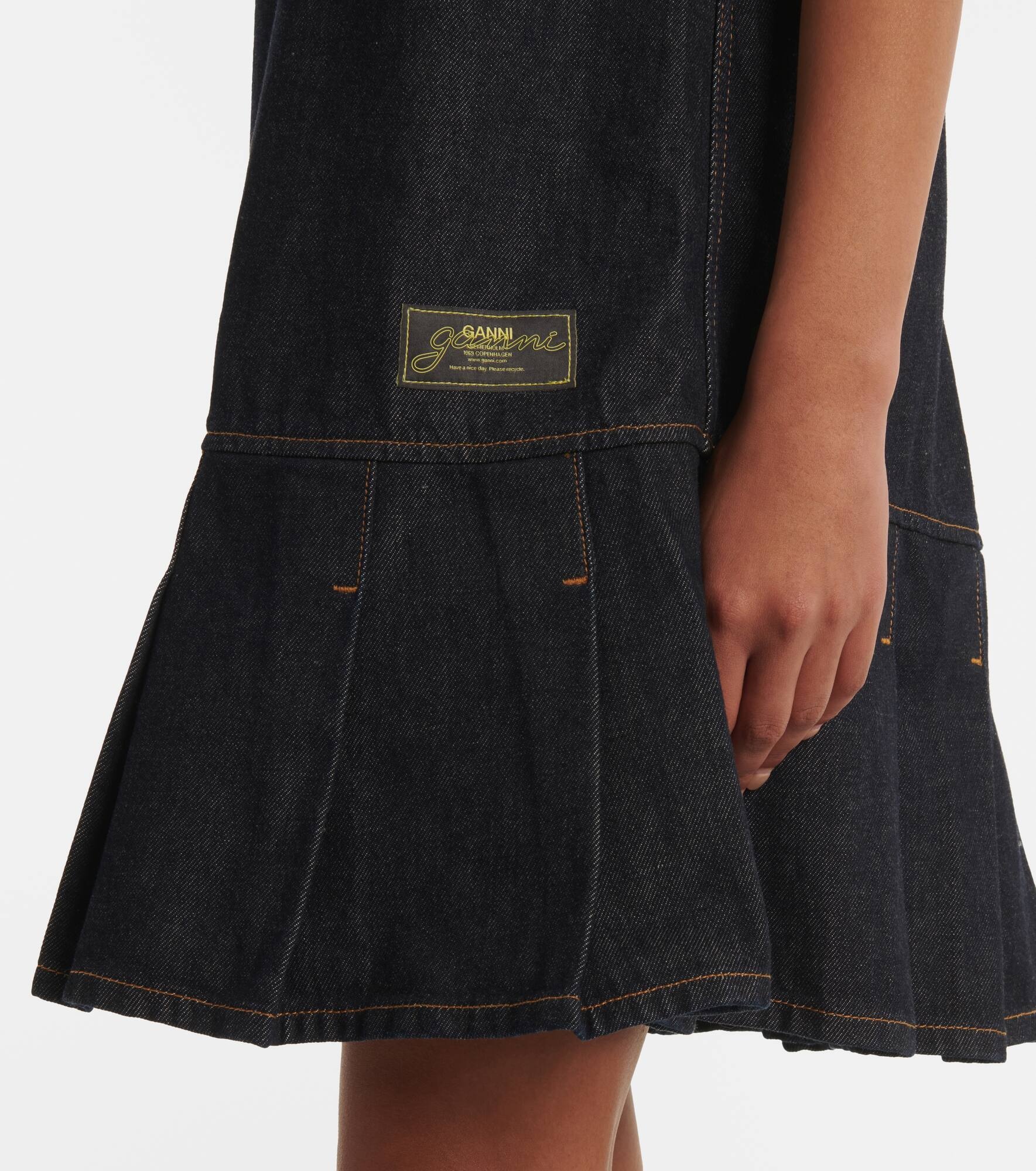Pleated denim minidress - 5