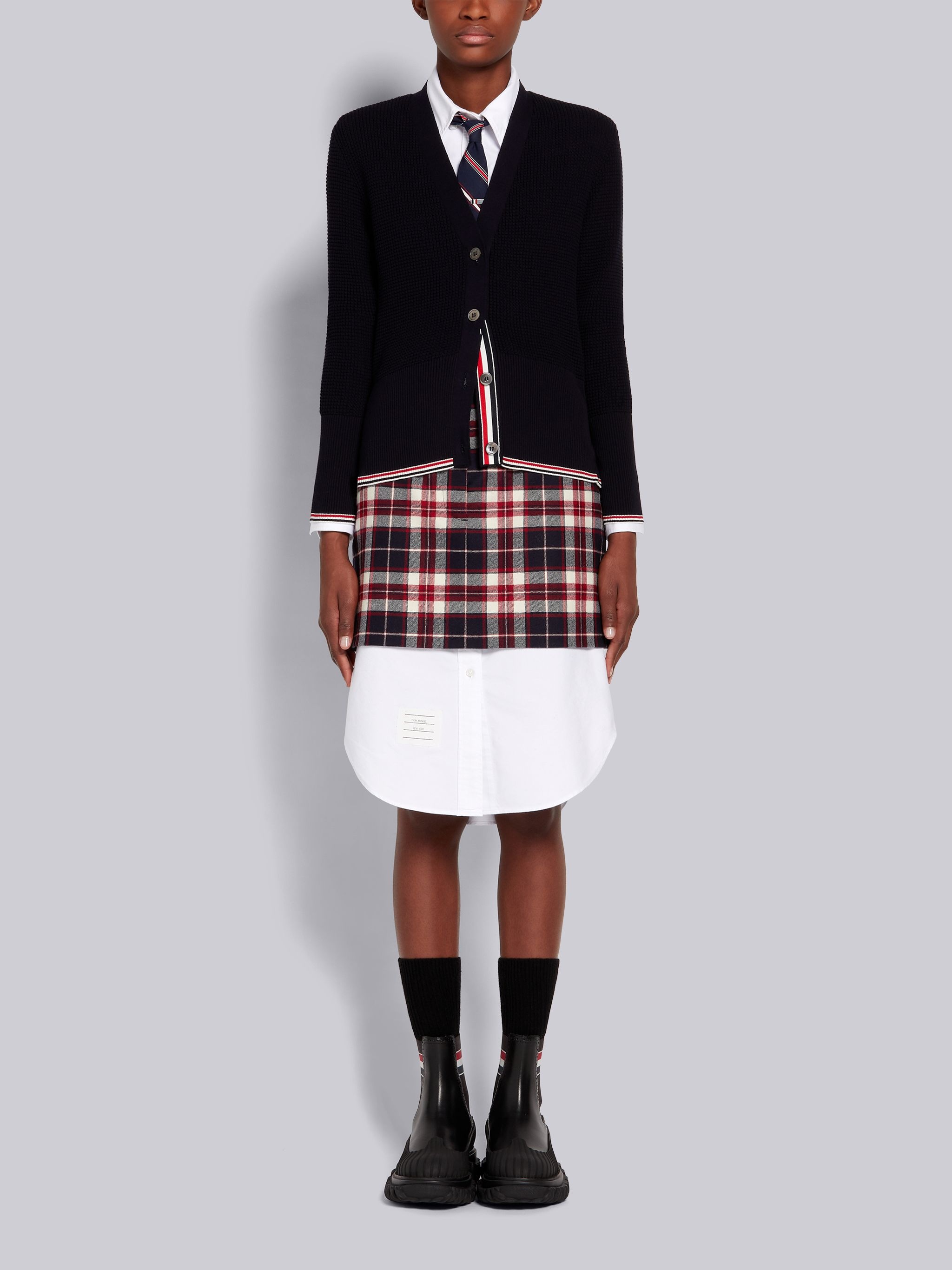 Multicolor Tartan Check Wool Flannel Suiting Mini Sack Skirt - 4