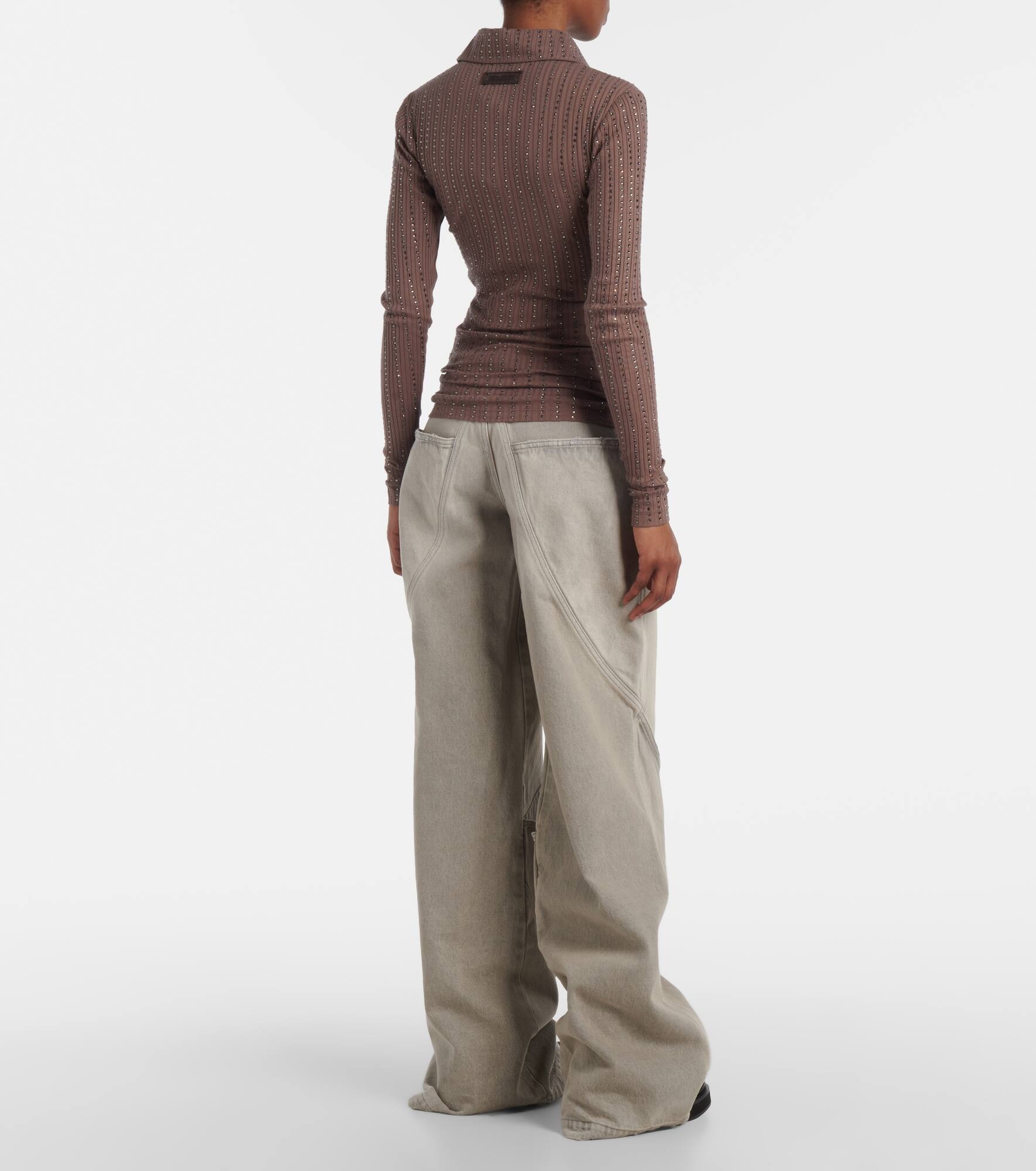 Embellished cotton polo sweater - 3