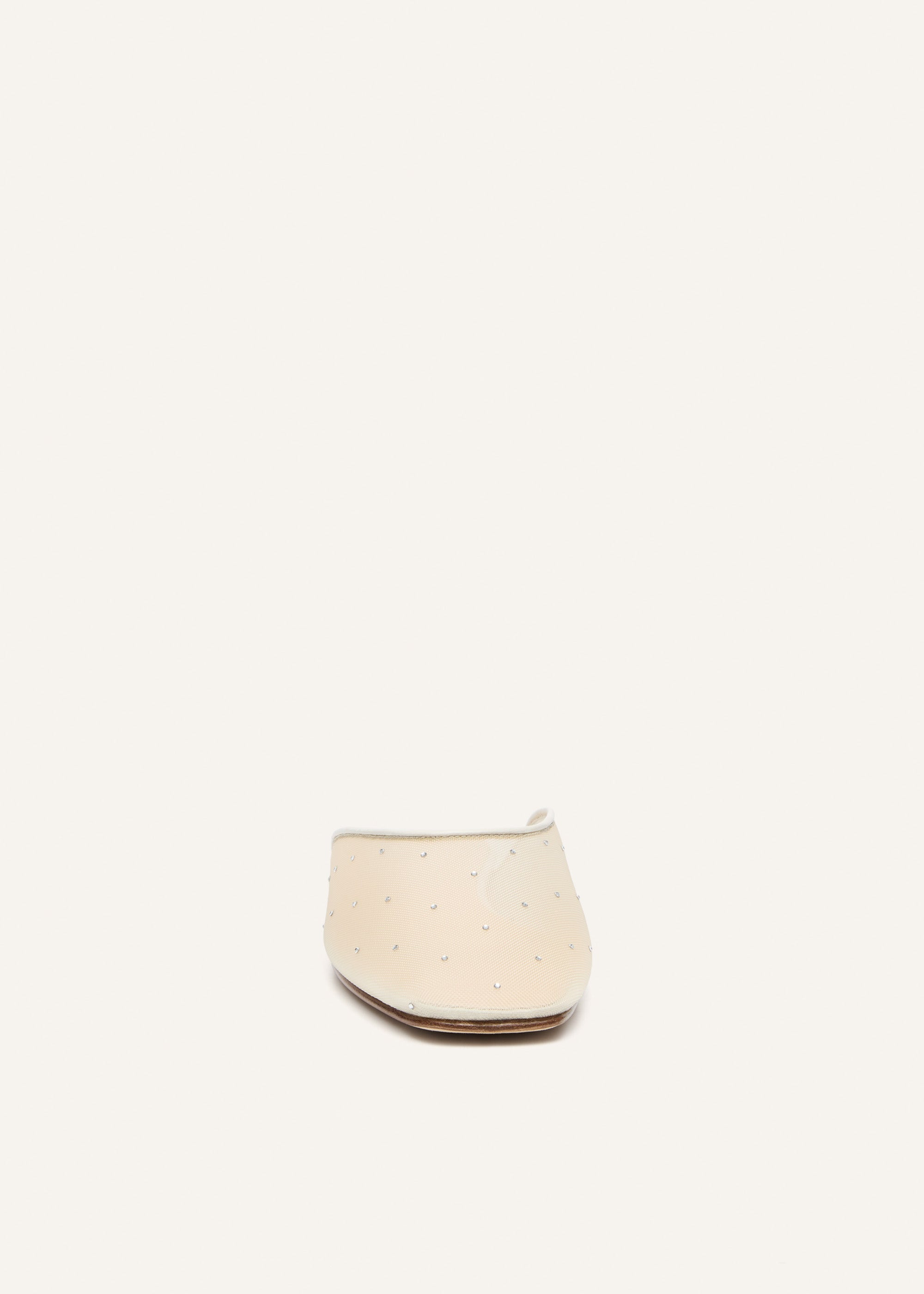 Crystal mesh flat mules in cream - 3