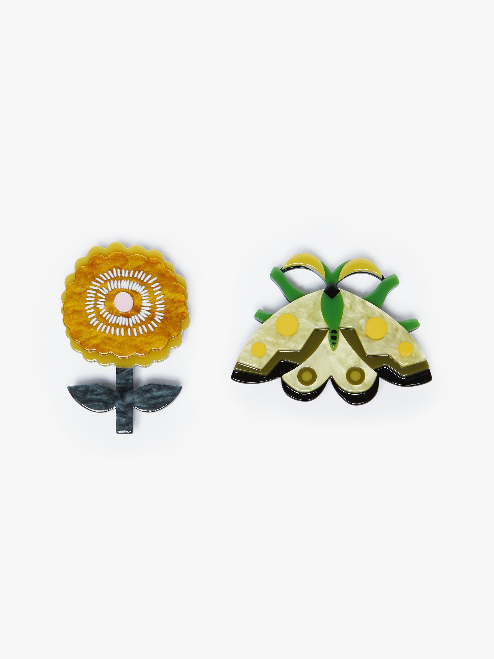 TALLERO Set of 2 resin brooches - 1