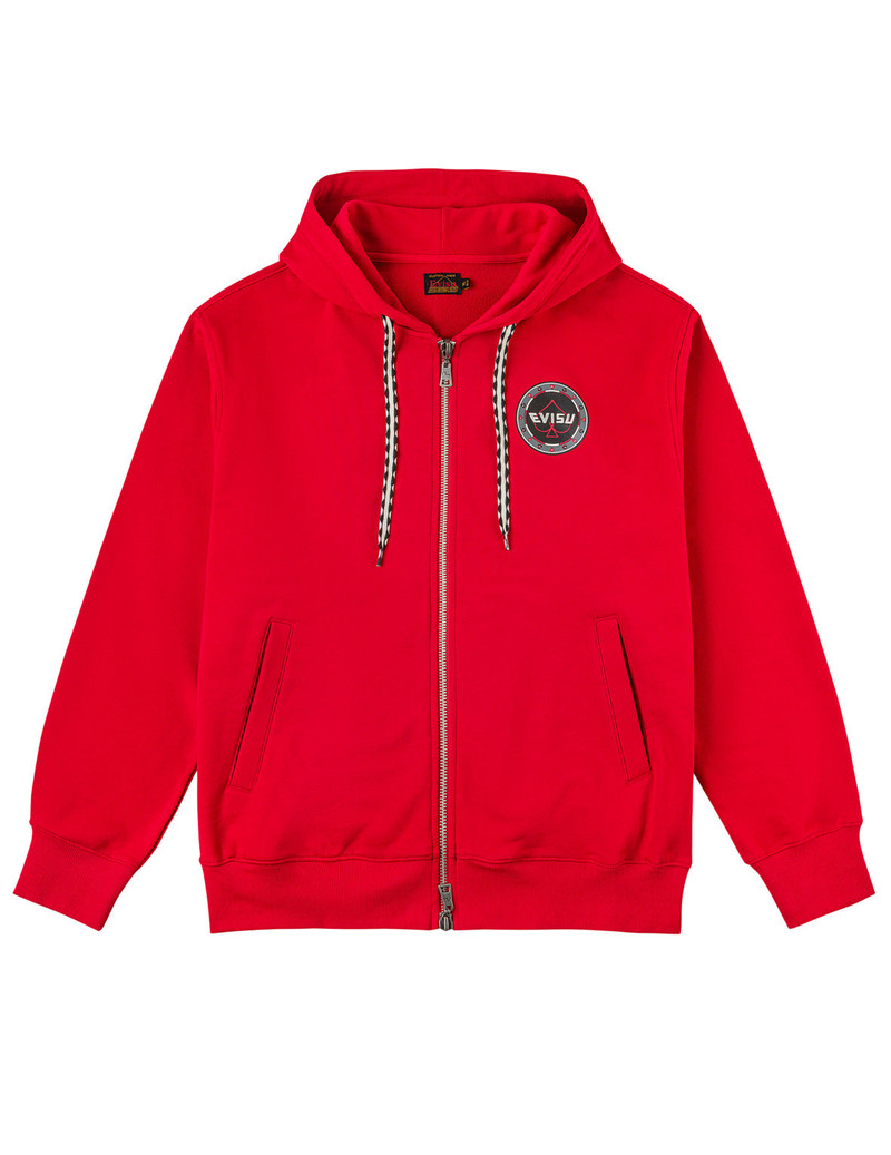 EVISU Poker Spade Embroidery Zip-up Hoodie - Red outlook