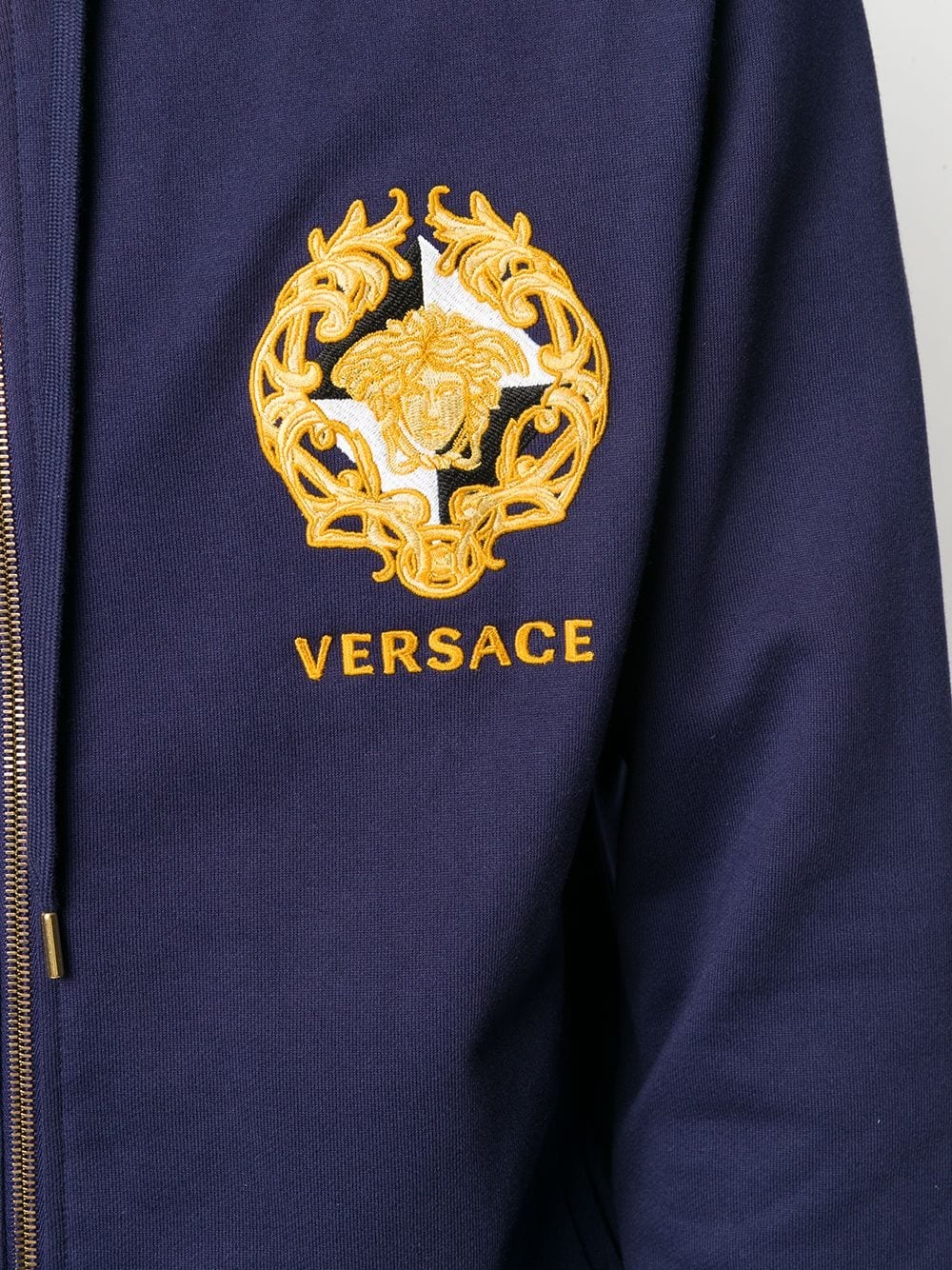 Medusa embroidery zip-up hoodie - 5