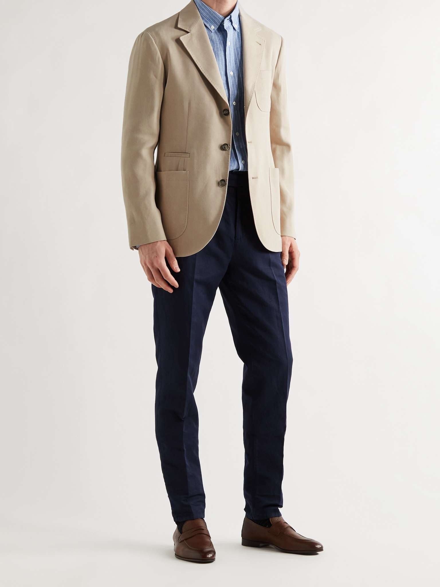 Unstructured Herringbone Paper and Silk-Blend Suit Jacket - 2