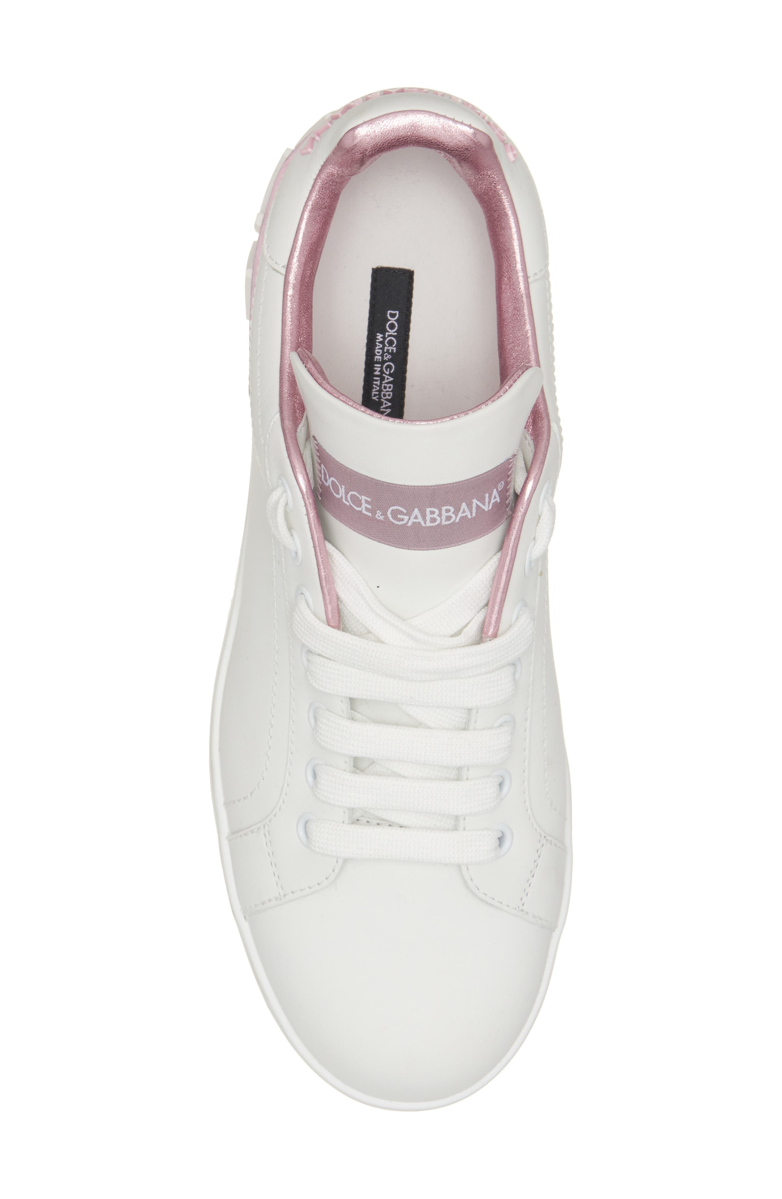 Dolce&Gabbana Portofino Platform Sneaker in White/Pink at Nordstrom - 5