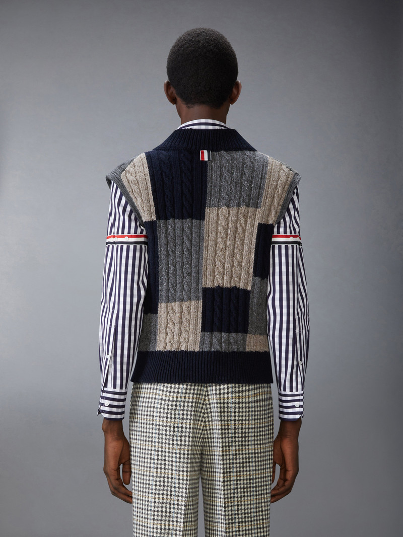 DONEGAL PATCHWORK INTARSIA V NECK VEST 3