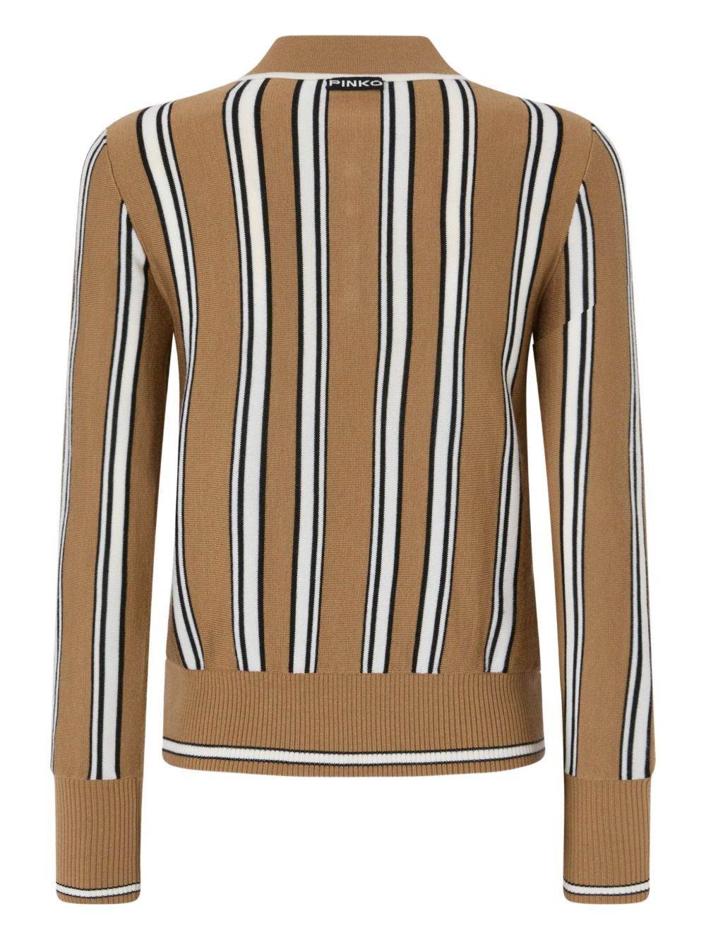 striped polo-neck cardigan - 2