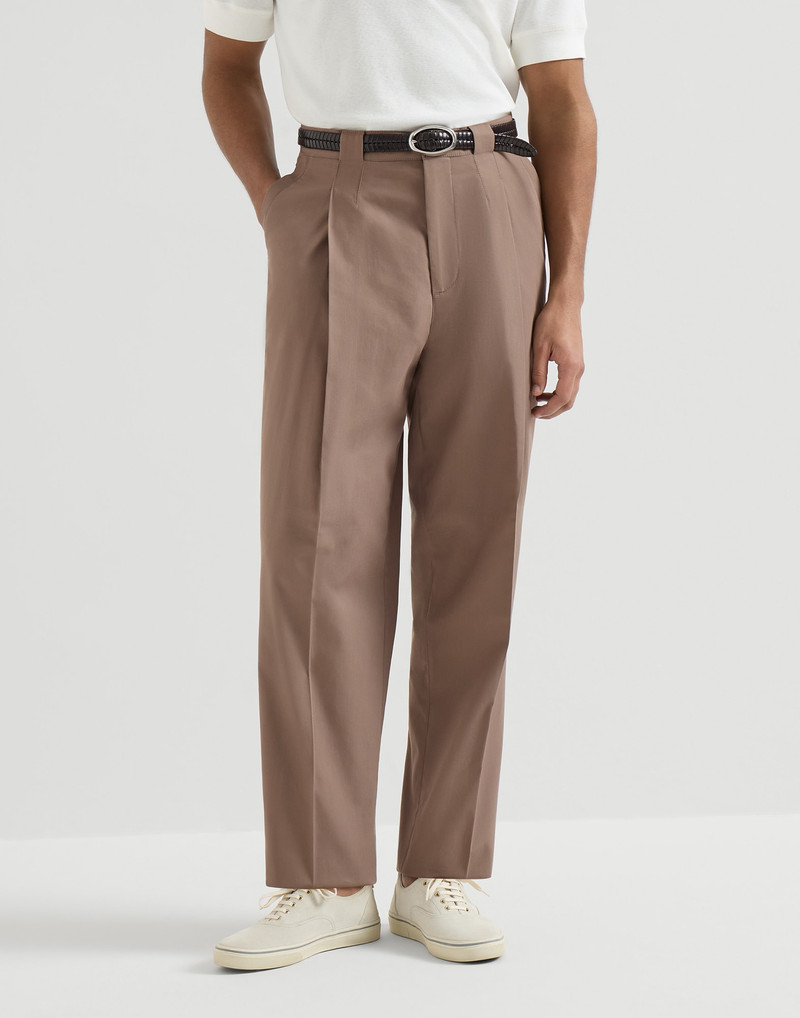 Cotton crêpe batavia trousers with pleat 2
