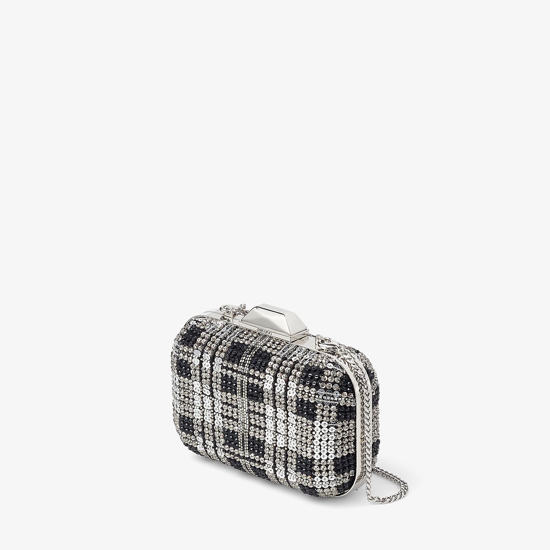 Micro Cloud
Black Satin Mini Bag with Beaded Tartan - 3
