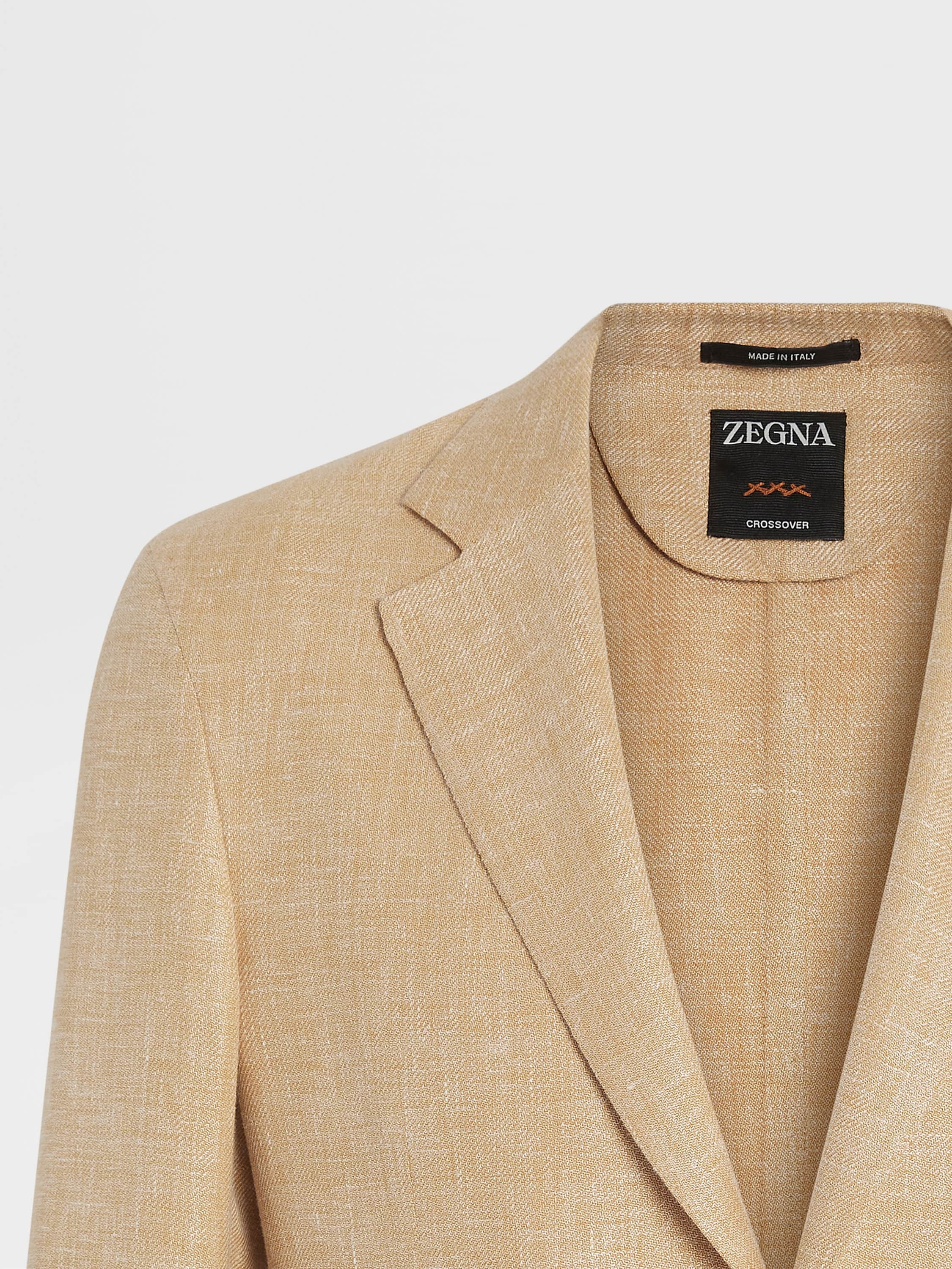 LIGHT BLUE CROSSOVER LINEN WOOL AND SILK BLEND JACKET - 3