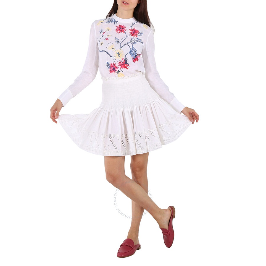 Chloe Ladies White Pleated Mini Skirt - 6