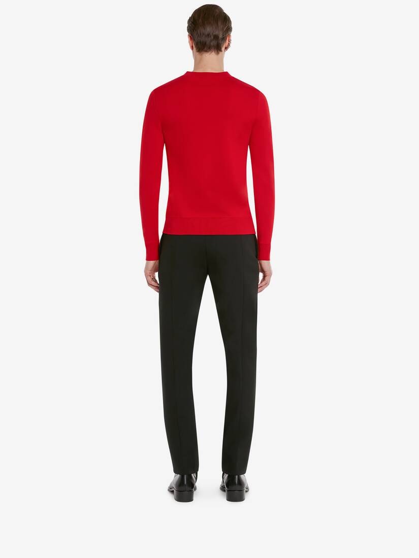 Men's Sheer Chevron Detail Jumper in Red/black - 4