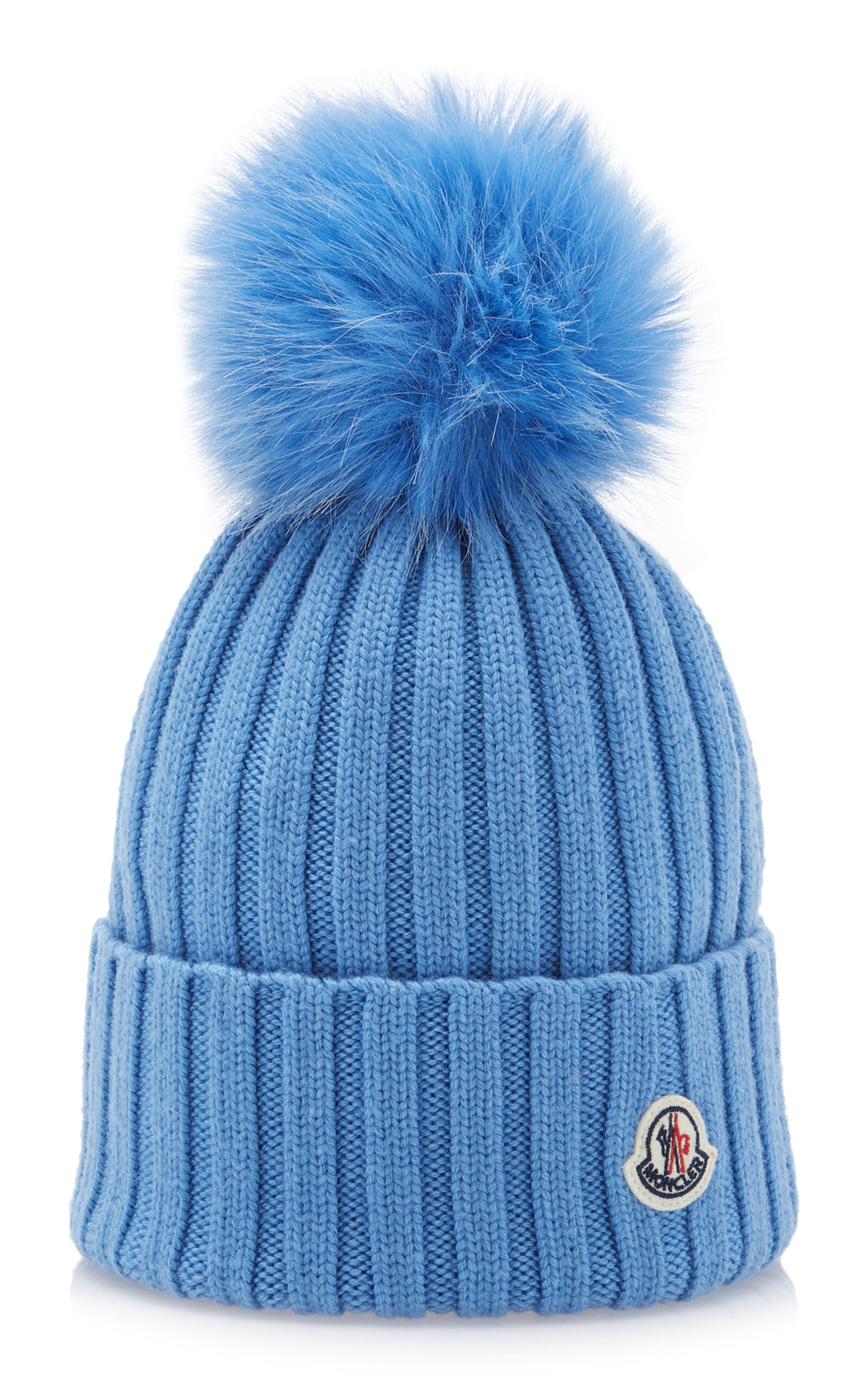 Fur-Trimmed Ribbed-Knit Wool Beanie blue - 3
