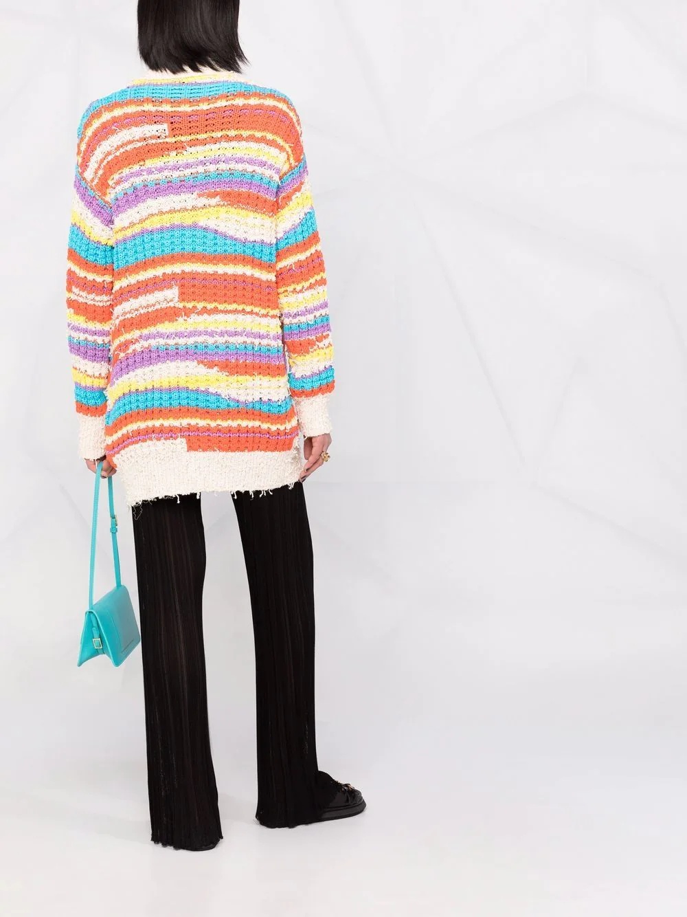 striped chunky knit cardigan - 4