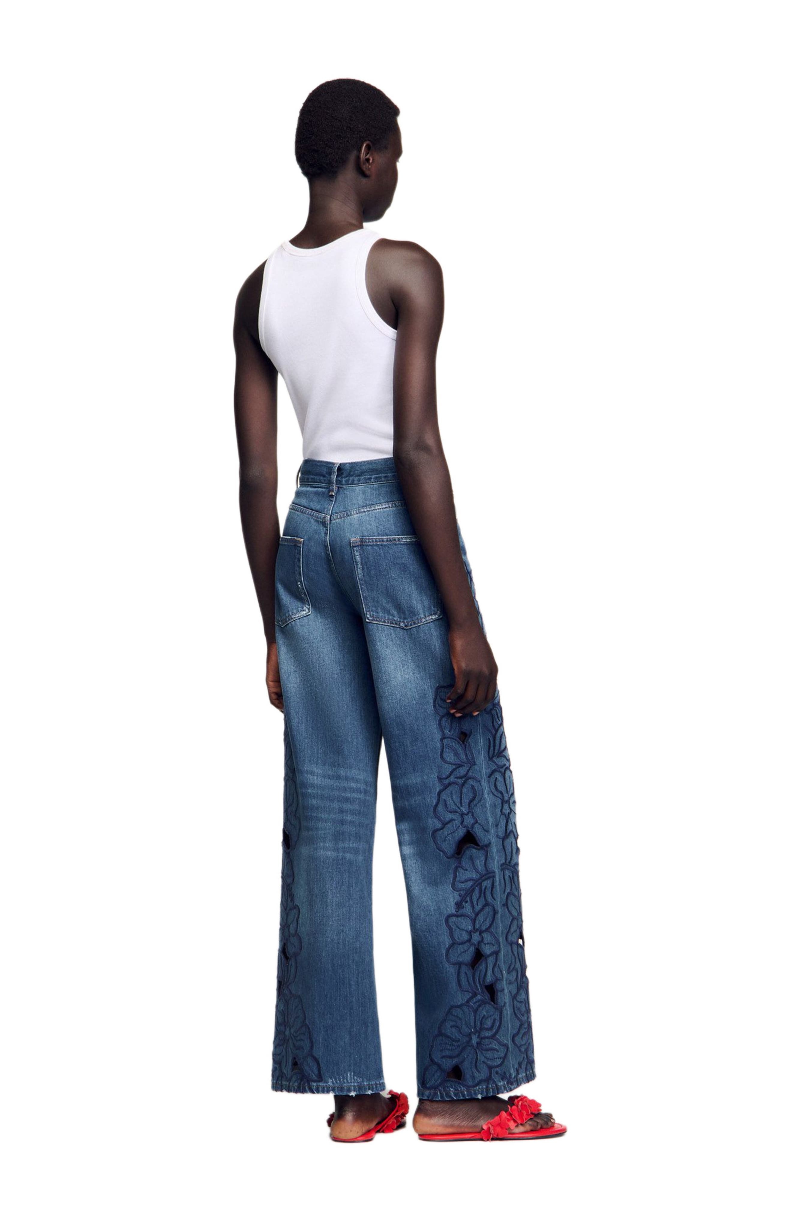 SANDRO Embroidered jeans in Blue Jean at Nordstrom - 2