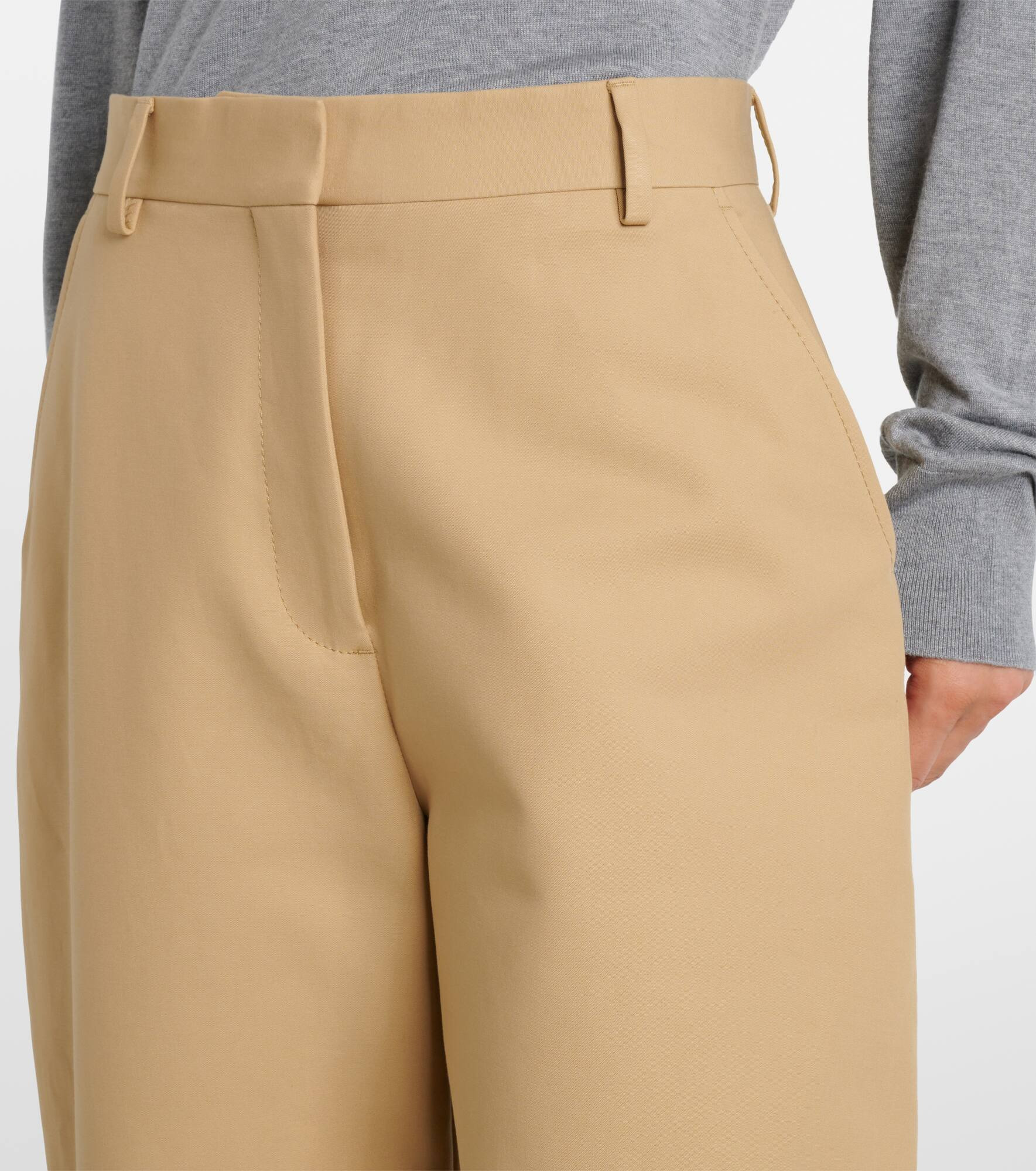 Cotton satin wide-leg pants - 4