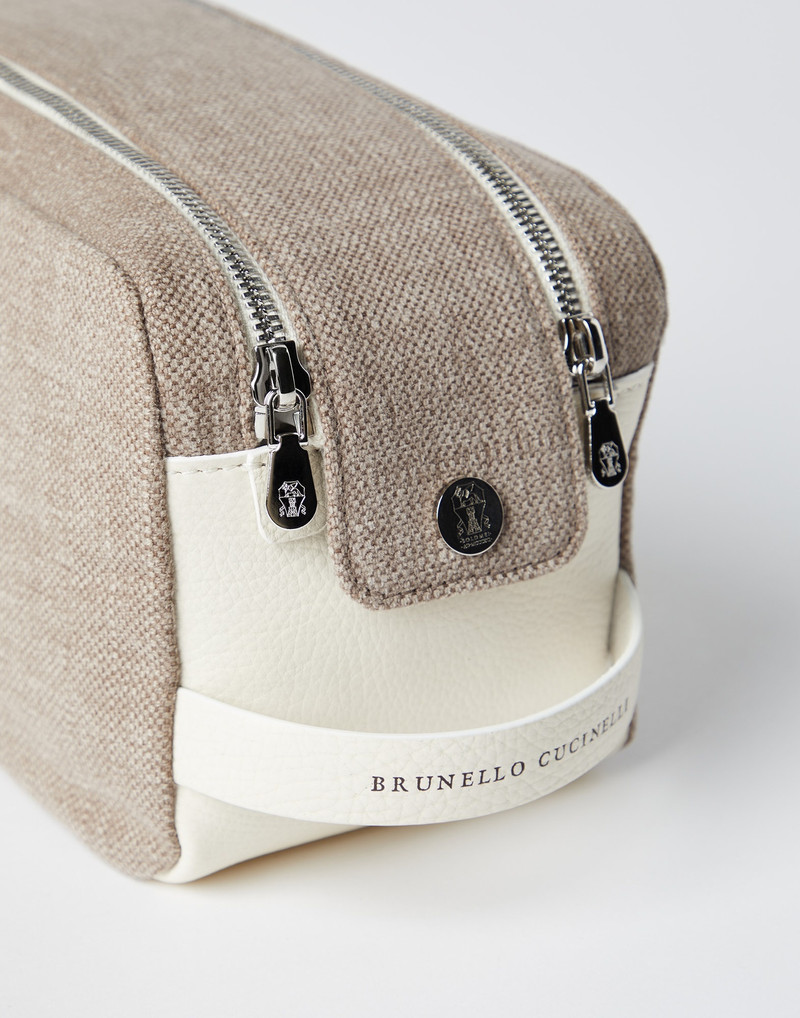 Canvas and grained calfskin beauty case 3