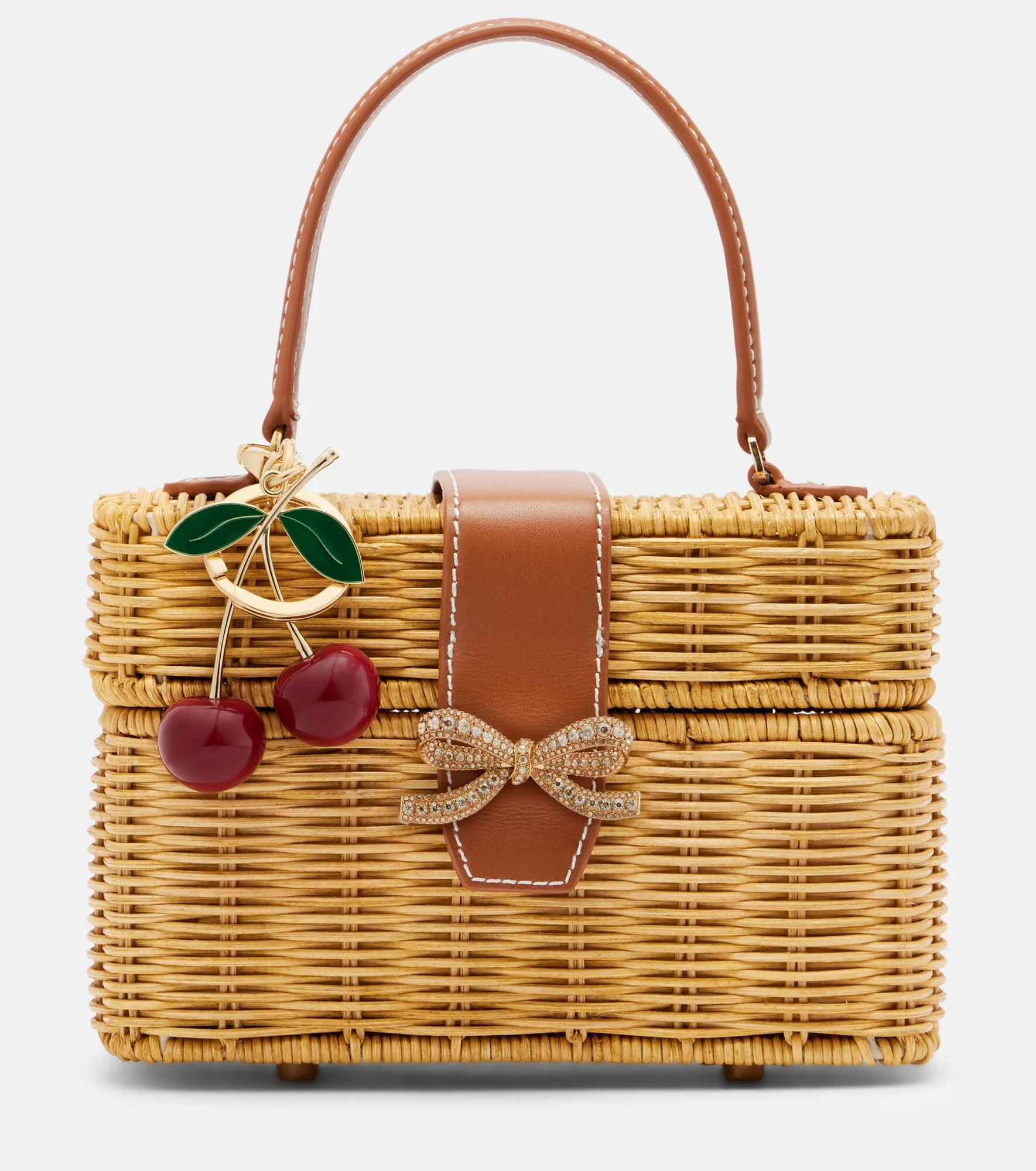 Mini rattan top-handle bag - 1