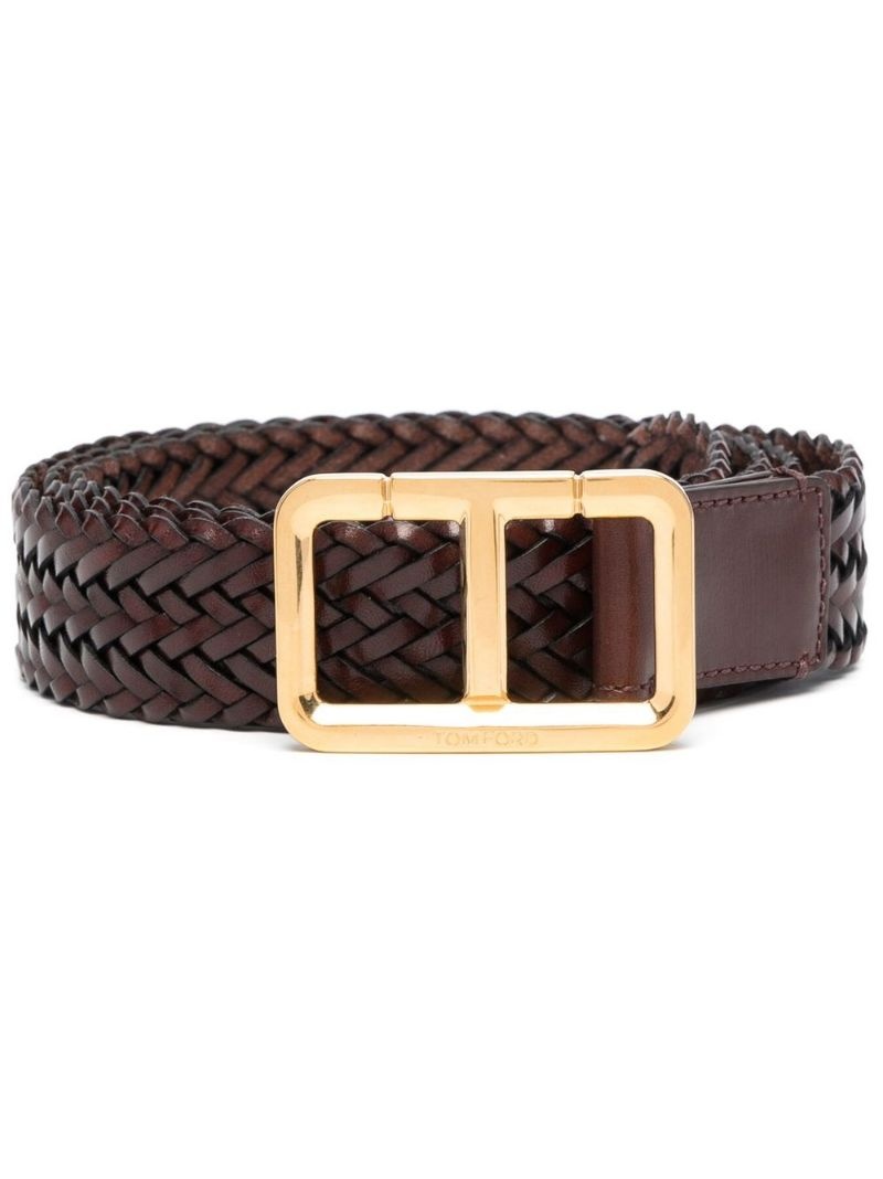 interwoven leather belt - 1