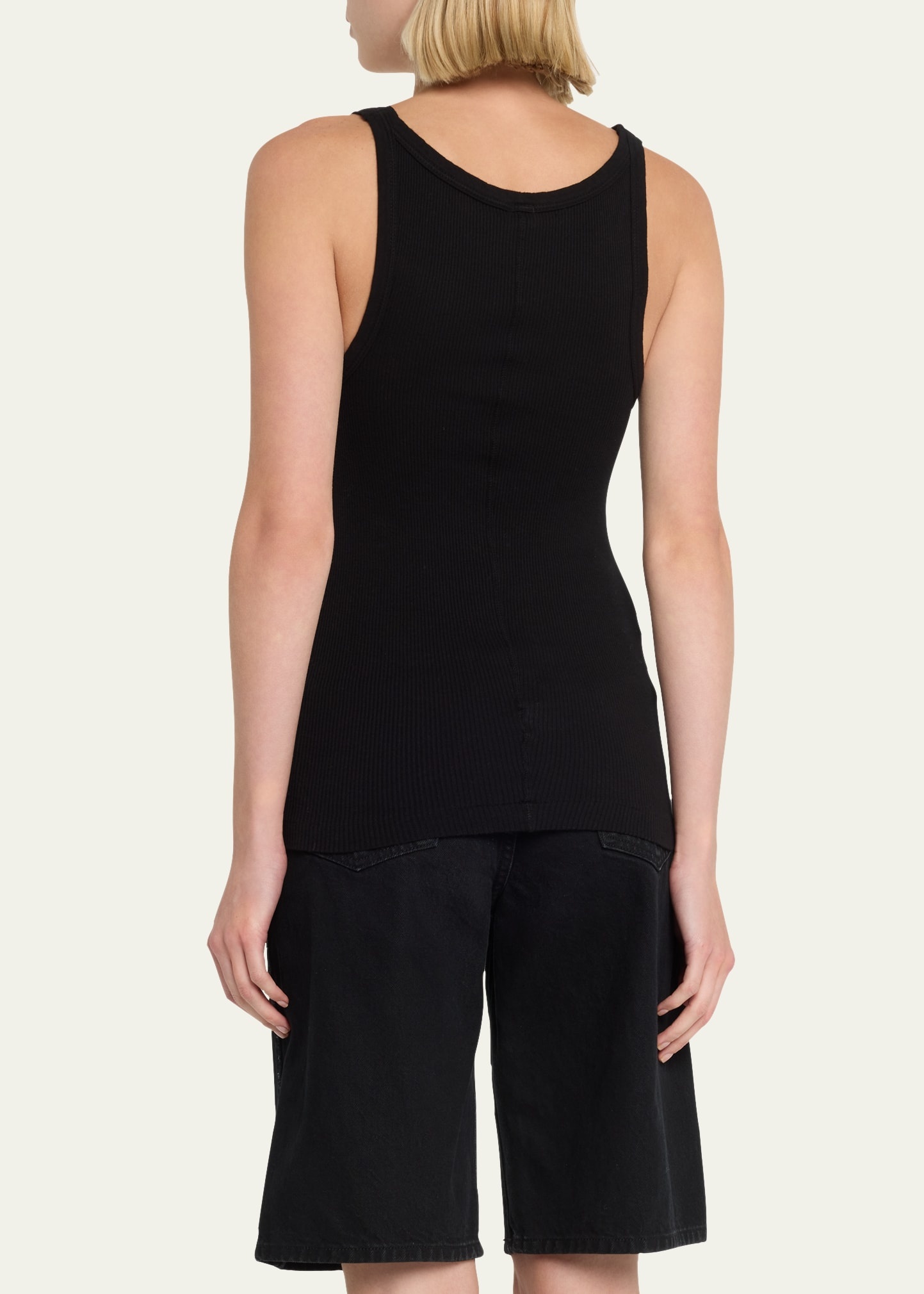Ribbed Scoop-Neck Fitted Tank - 3