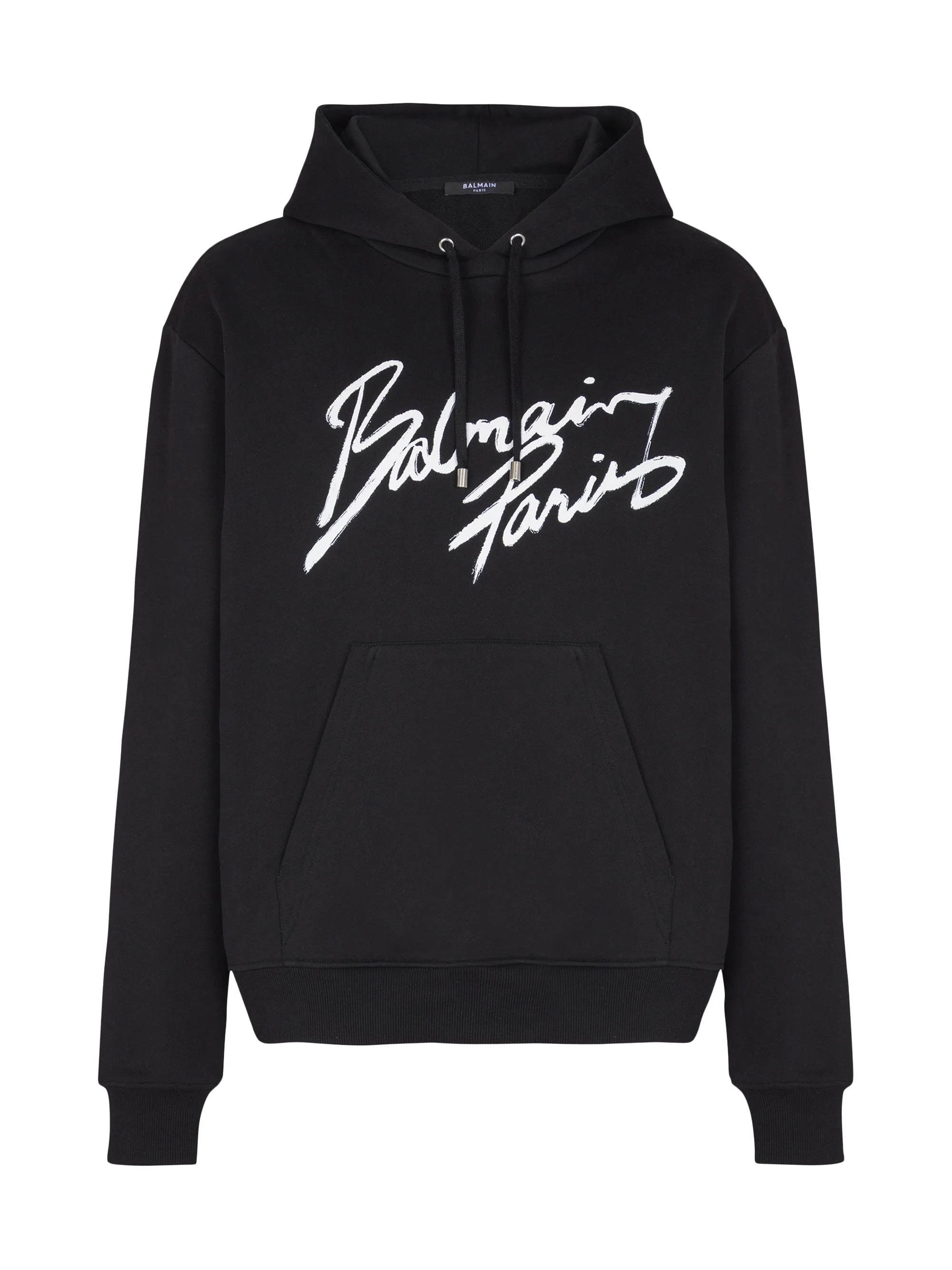 Men's Logo Script Hoodie - Black White - 1